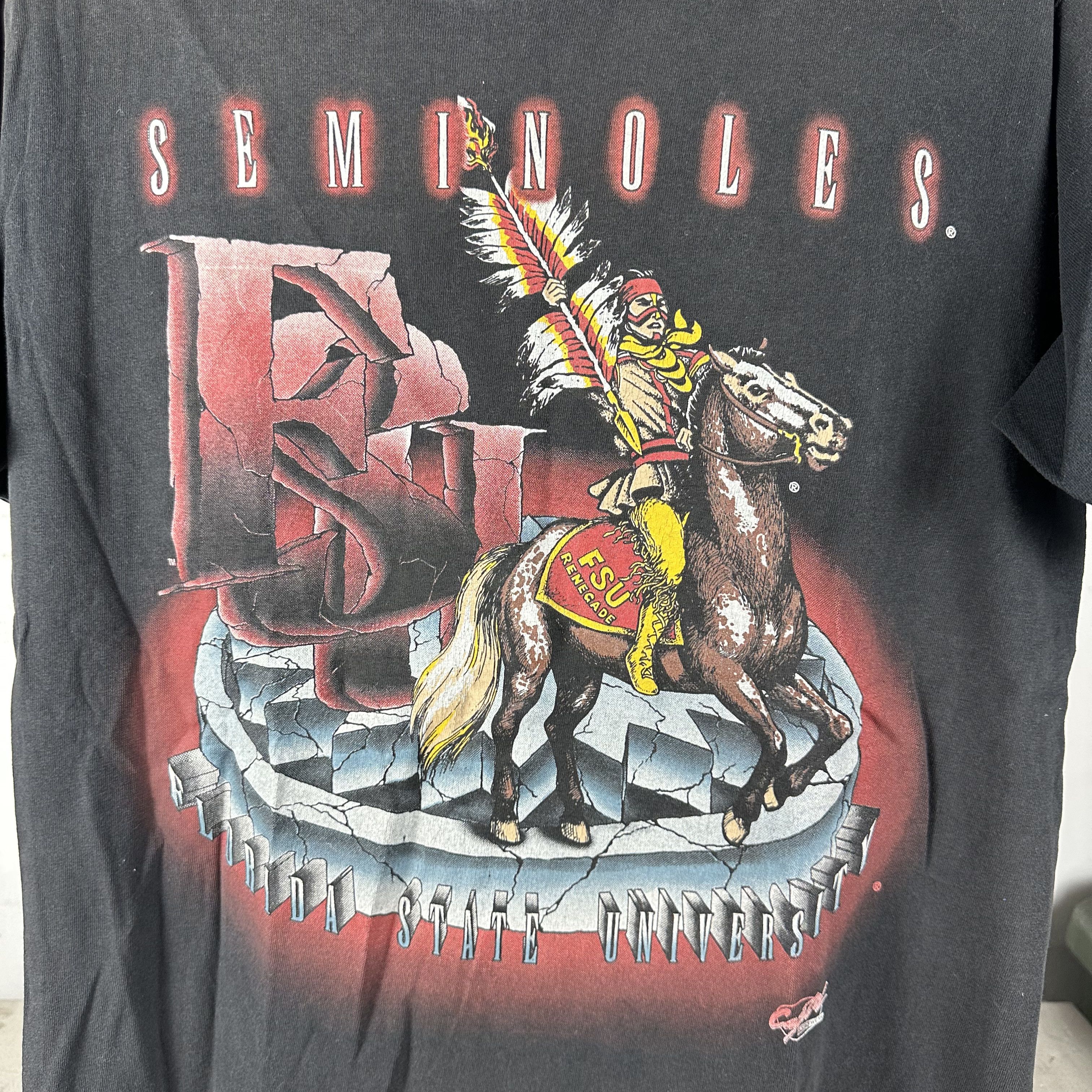 Vintage Vintage 90s FSU Seminoles NCAA Mascot Single Stitch T-Shirt Size US L / EU 52-54 / 3 - 2 Thumbnail