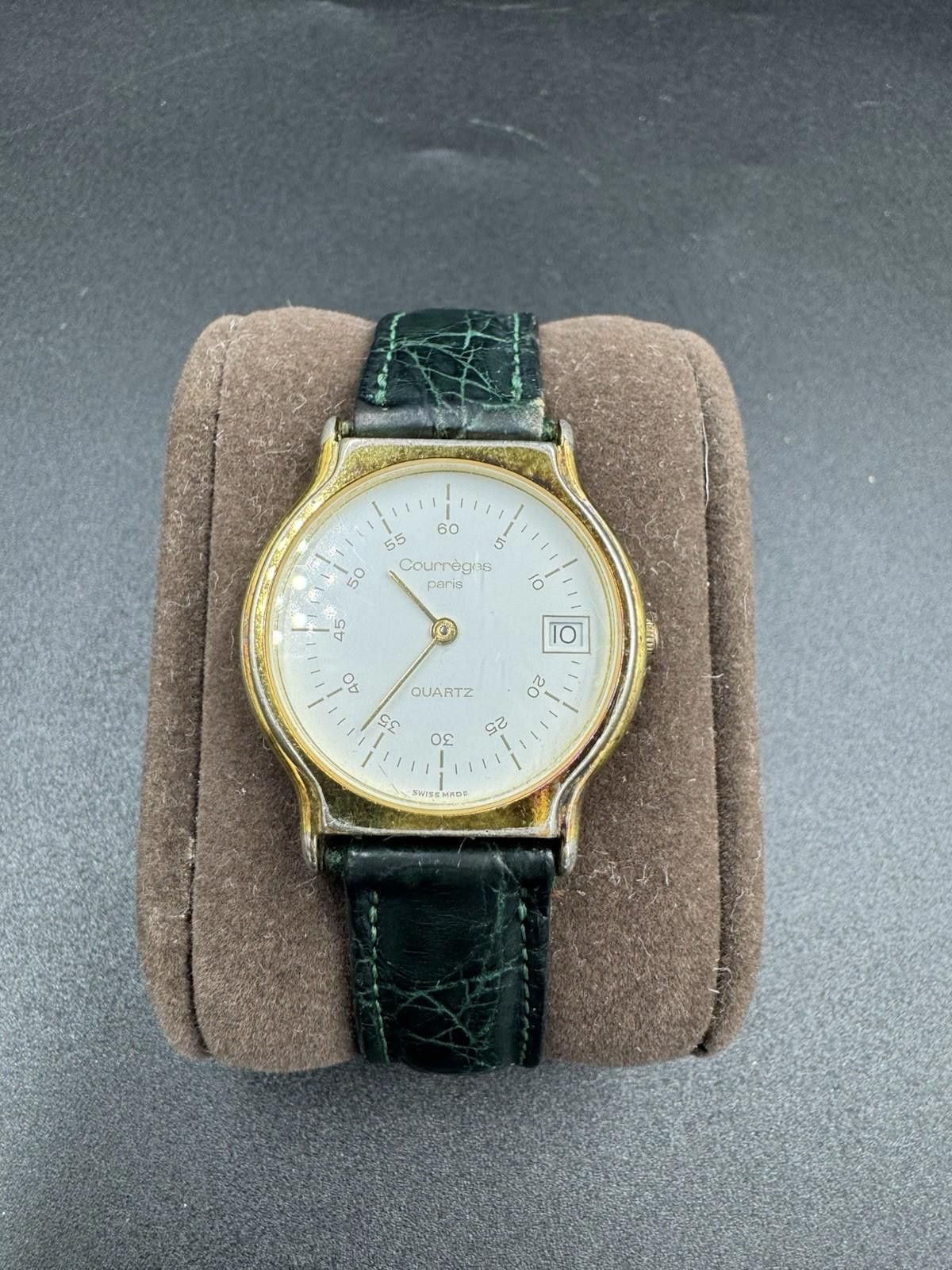 Courreges Vintage Courreges Paris Quartz Date Watch Swiss Made White D Size ONE SIZE - 8 Thumbnail