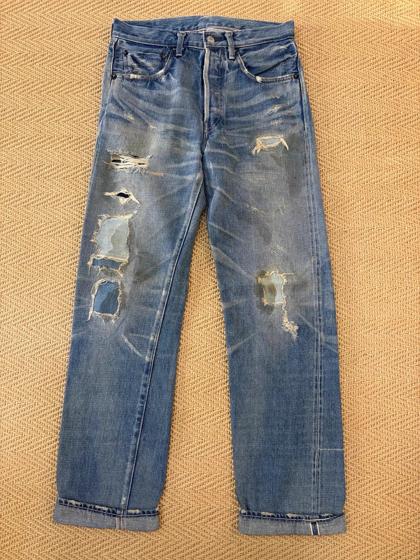 Levi's Levi's LVC 55501-0045 501XX Patched Battle Selvedge Jeans Size US 32 / EU 48 - 1 Thumbnail