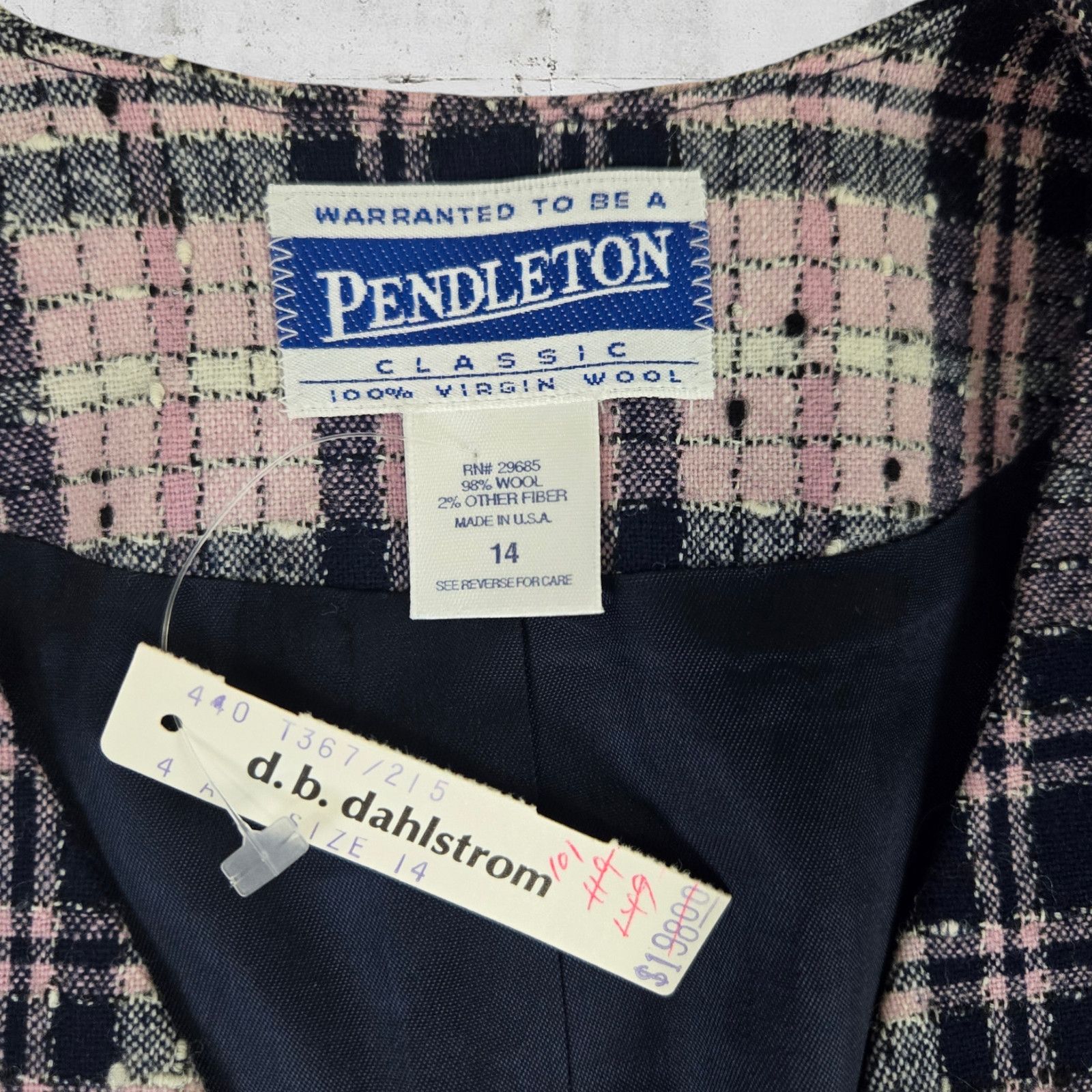 Pendleton Vintage 90s Pendleton Pink Plaid Wool Tweed Blazer Deadstock Size XL / US 12-14 / IT 48-50 - 5 Thumbnail