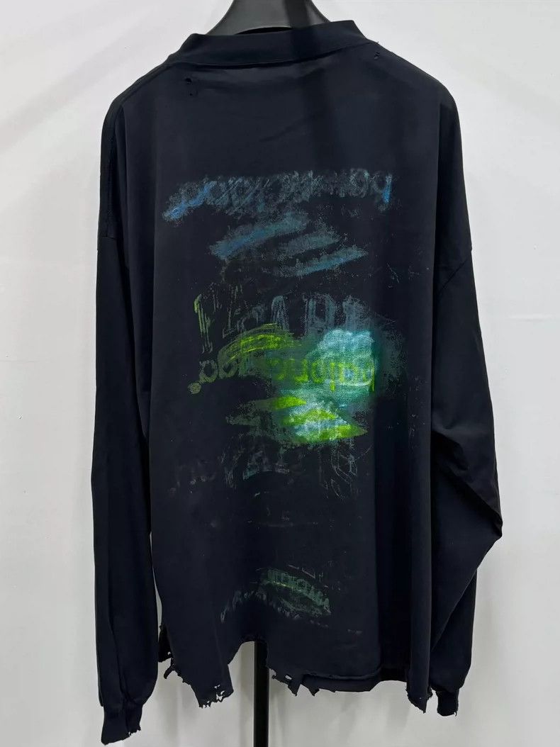 Balenciaga Balenciaga size 3 Round Neck Long Sleeve T-Shirt with Fring Size US M / EU 48-50 / 2 - 2 Thumbnail