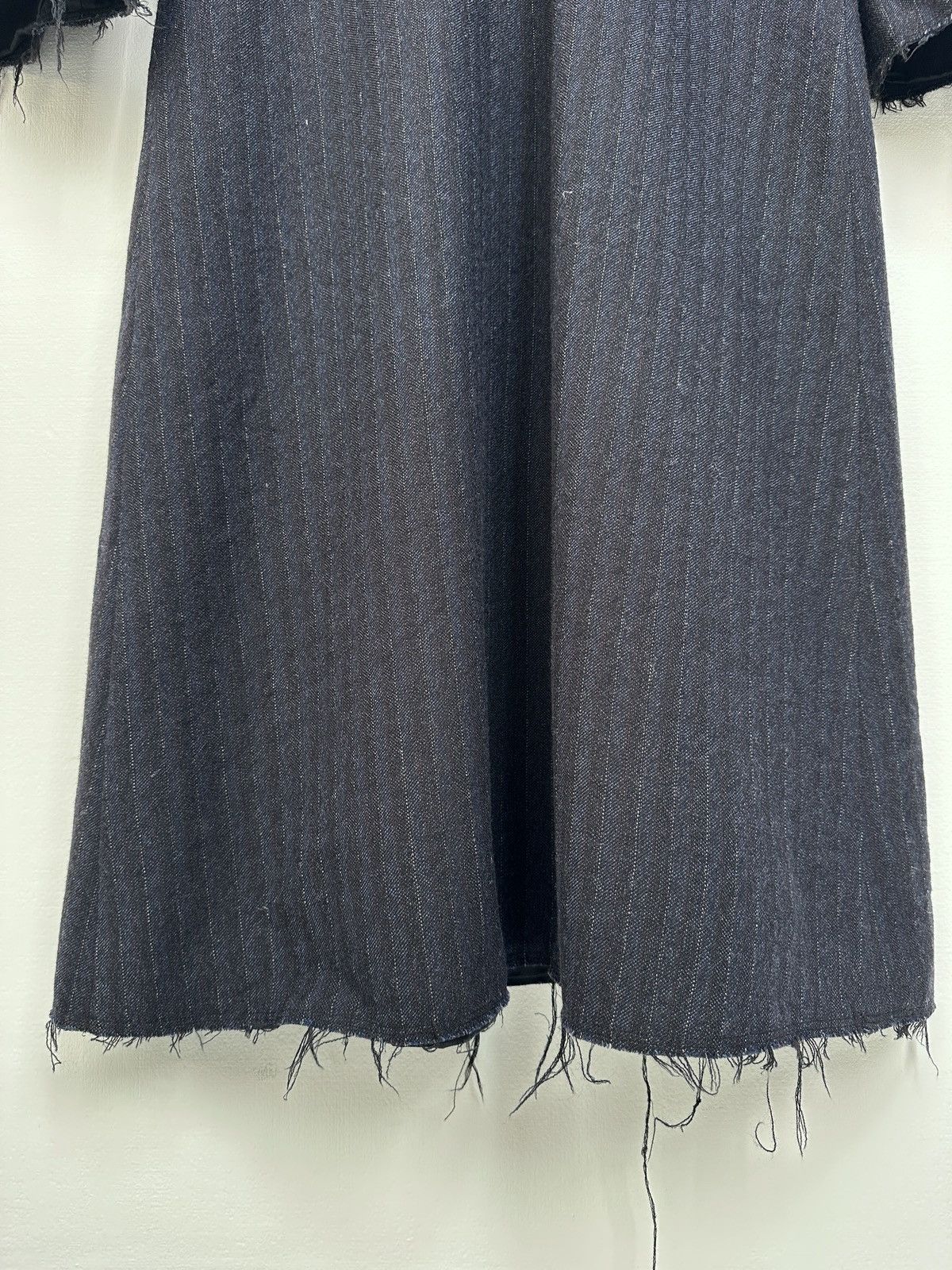 Maison Margiela FW17 Maison Margiela Navy Pinstripe Wool Dress Frayed Detail Size XS / US 0-2 / IT 36-38 - 7 Thumbnail