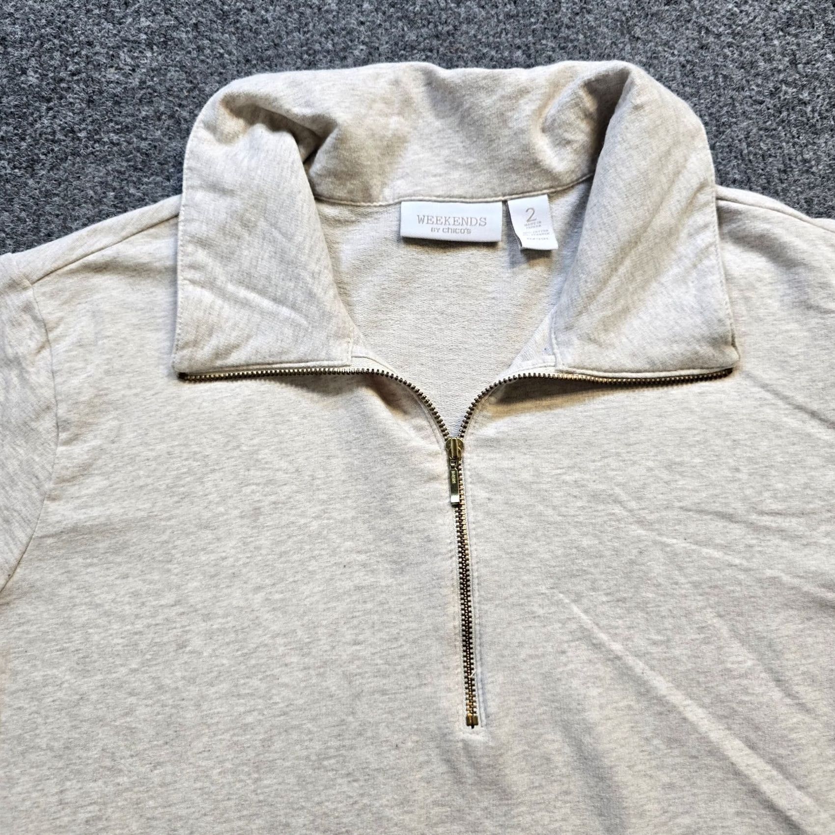 Vintage Chicos Travelers Top Shirt Women Large Beige Tan 1/4 Zip Stretchy Career Casual Shirt Size L / US 10 / IT 46 - 2 Thumbnail