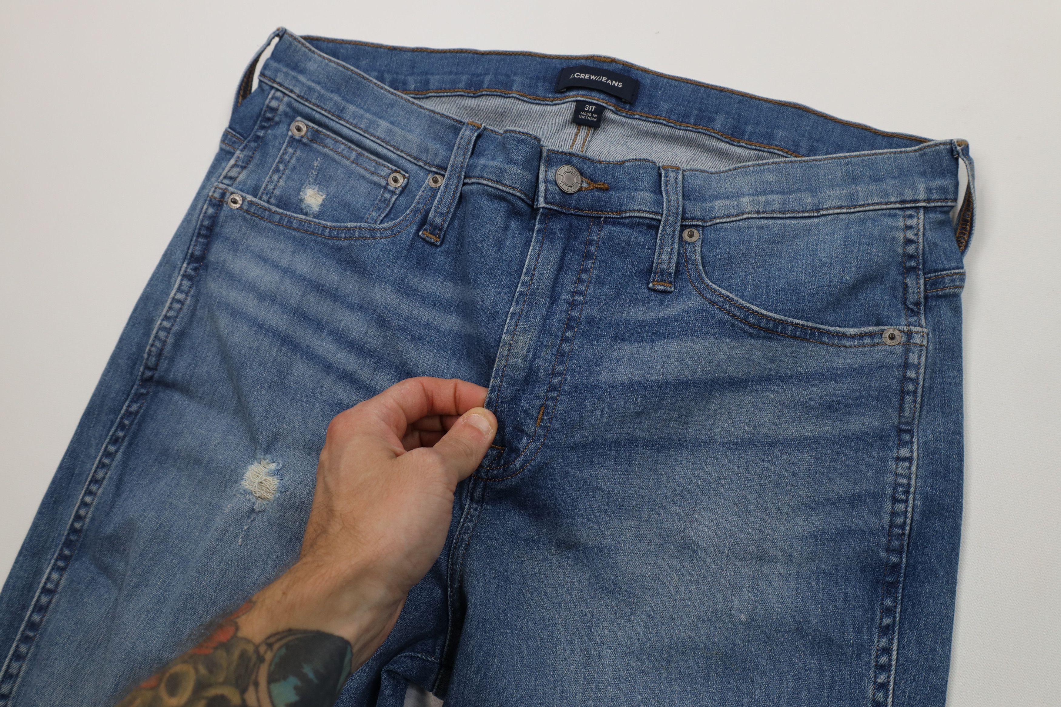 J.Crew J Crew Stretch Vintage Straight Leg Denim Jeans Blue Size 31" - 6 Thumbnail