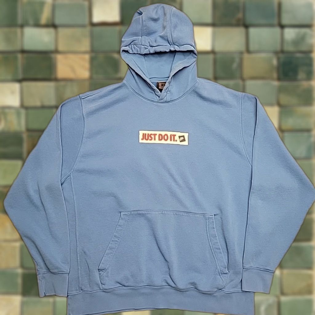 Nike VINTAGE Nike Hoodie Mens XL Blue Just Do It Hooded Logo Fleece Pullover Retro Sweatshirt Size US XL / EU 56 / 4 - 1 Thumbnail