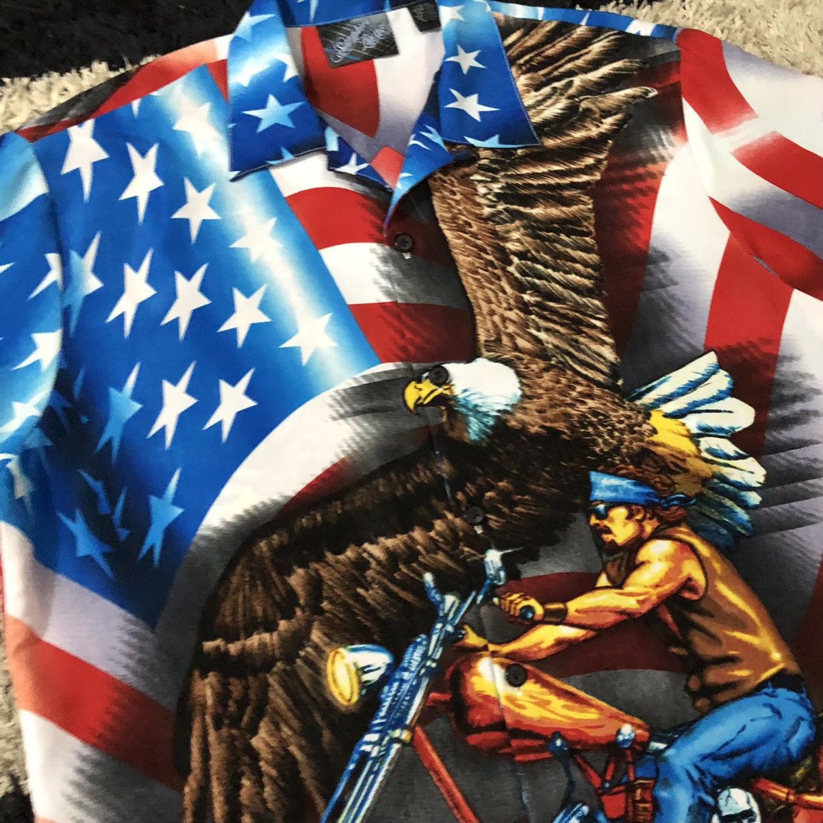 Japanese Brand Vintage Sapphire Lounge American Flag Eagle Motorcycle Biker Size US L / EU 52-54 / 3 - 3 Thumbnail