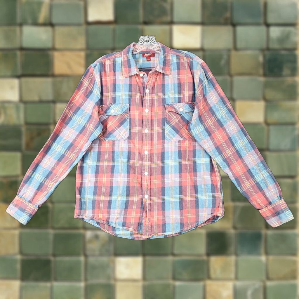 Vintage VINTAGE Arizona Jeans Shirt Men L Red Blue Plaid Flannel Button-Up Long Sleeve Size US L / EU 52-54 / 3 - 1 Thumbnail
