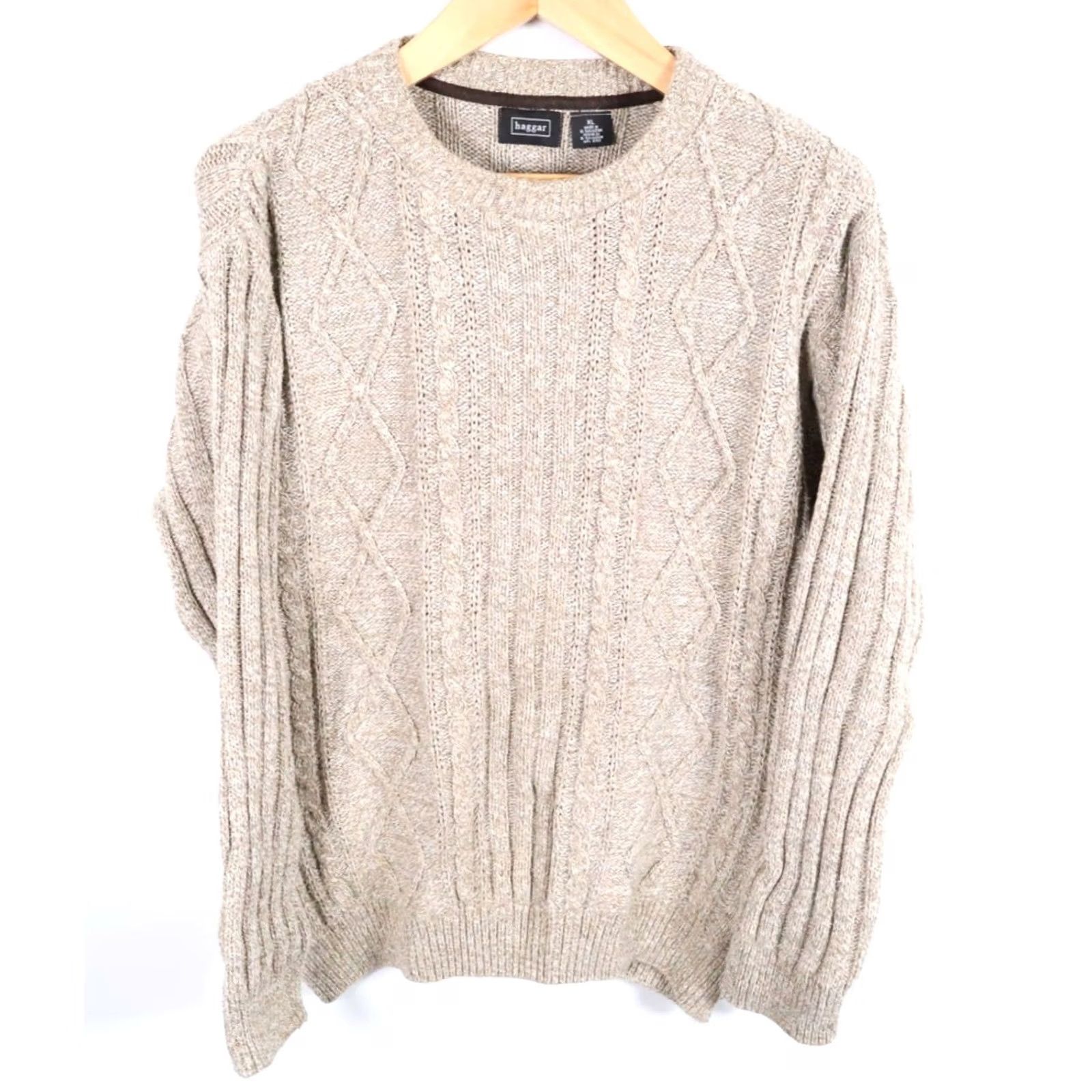 Haggar Haggar Cable Knit Sweater Men XL Beige Cotton Knit Crewneck Vintage Preppy Dad Style pullover Size US XL / EU 56 / 4 - 2 Thumbnail