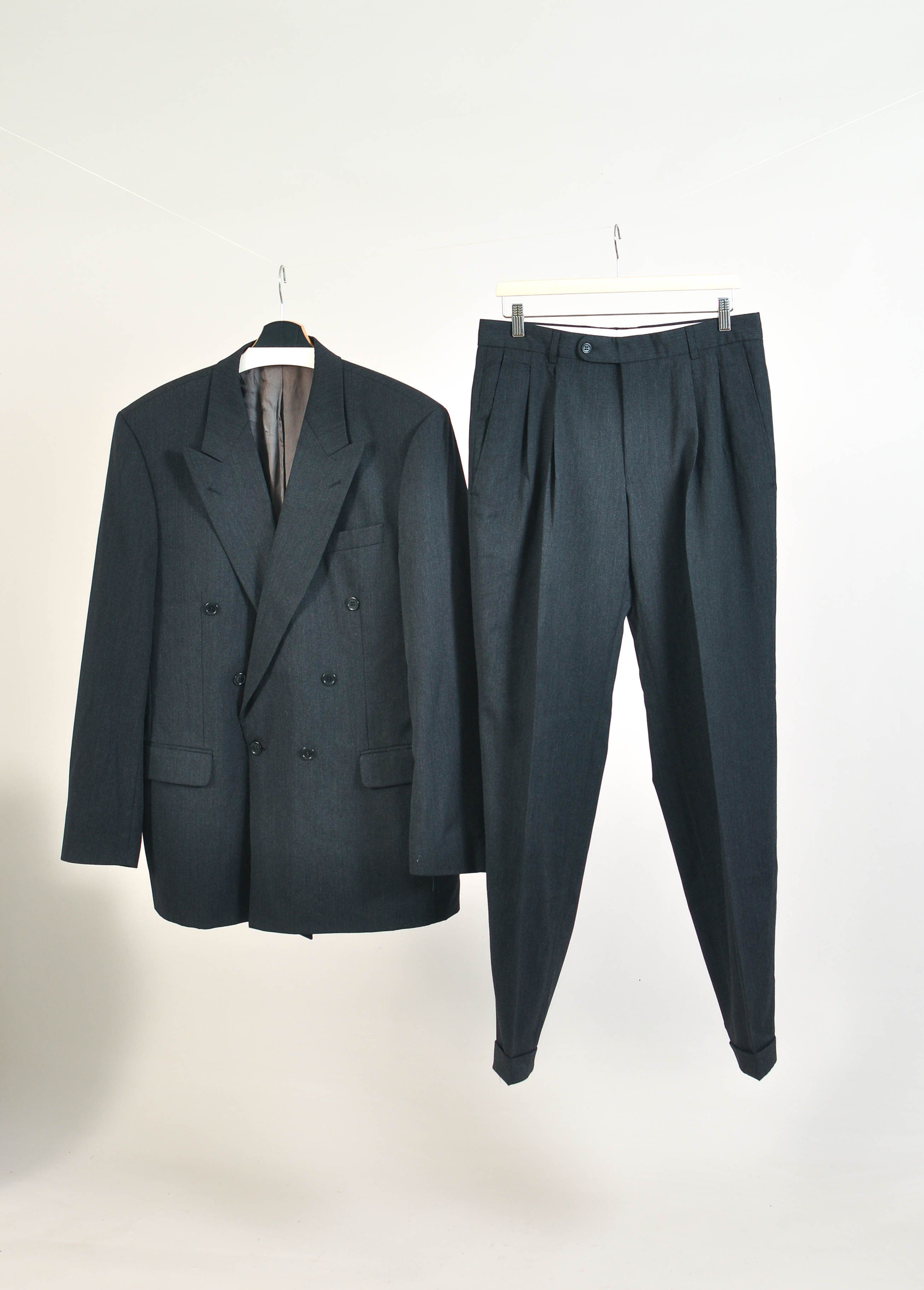 Other Vintage 80s double breasted suit in grey Size 40R - 1 Thumbnail