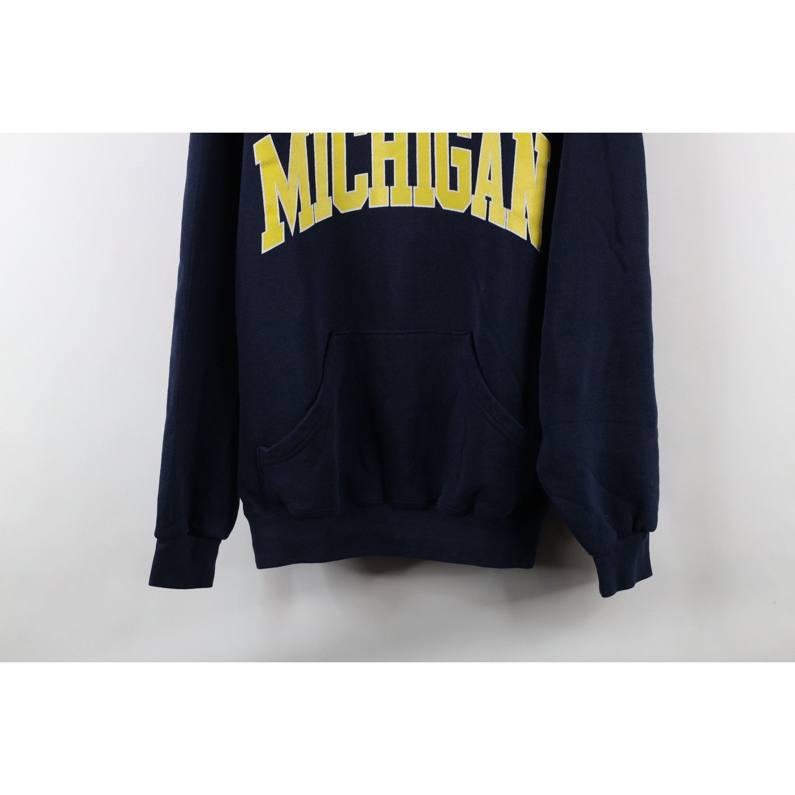 Vintage Vintage 90s Faded Spell Out University of Michigan Hoodie Size US M / EU 48-50 / 2 - 3 Thumbnail