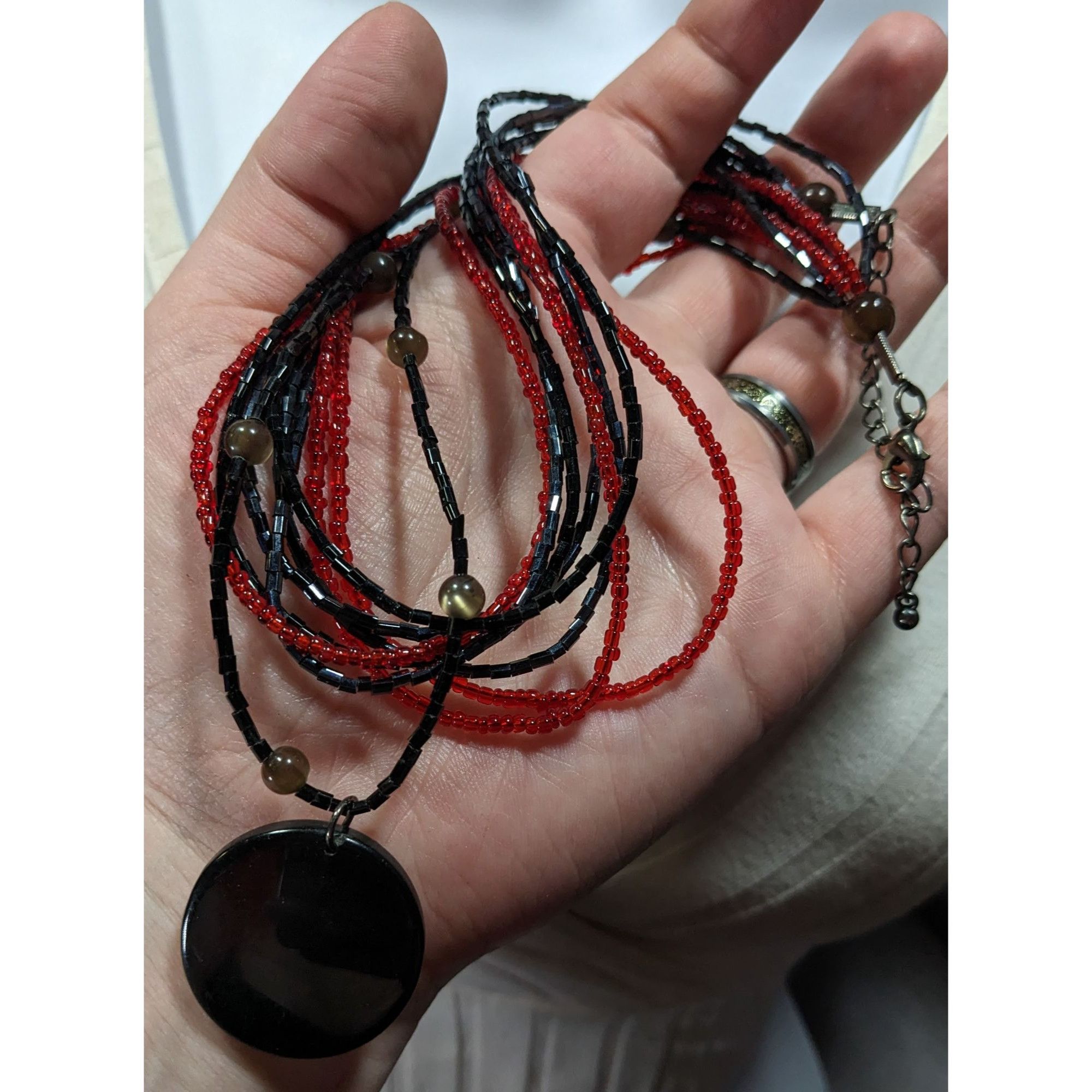 Other Gothic Black And Red Layered Glass Beaded Necklace Size ONE SIZE - 3 Thumbnail