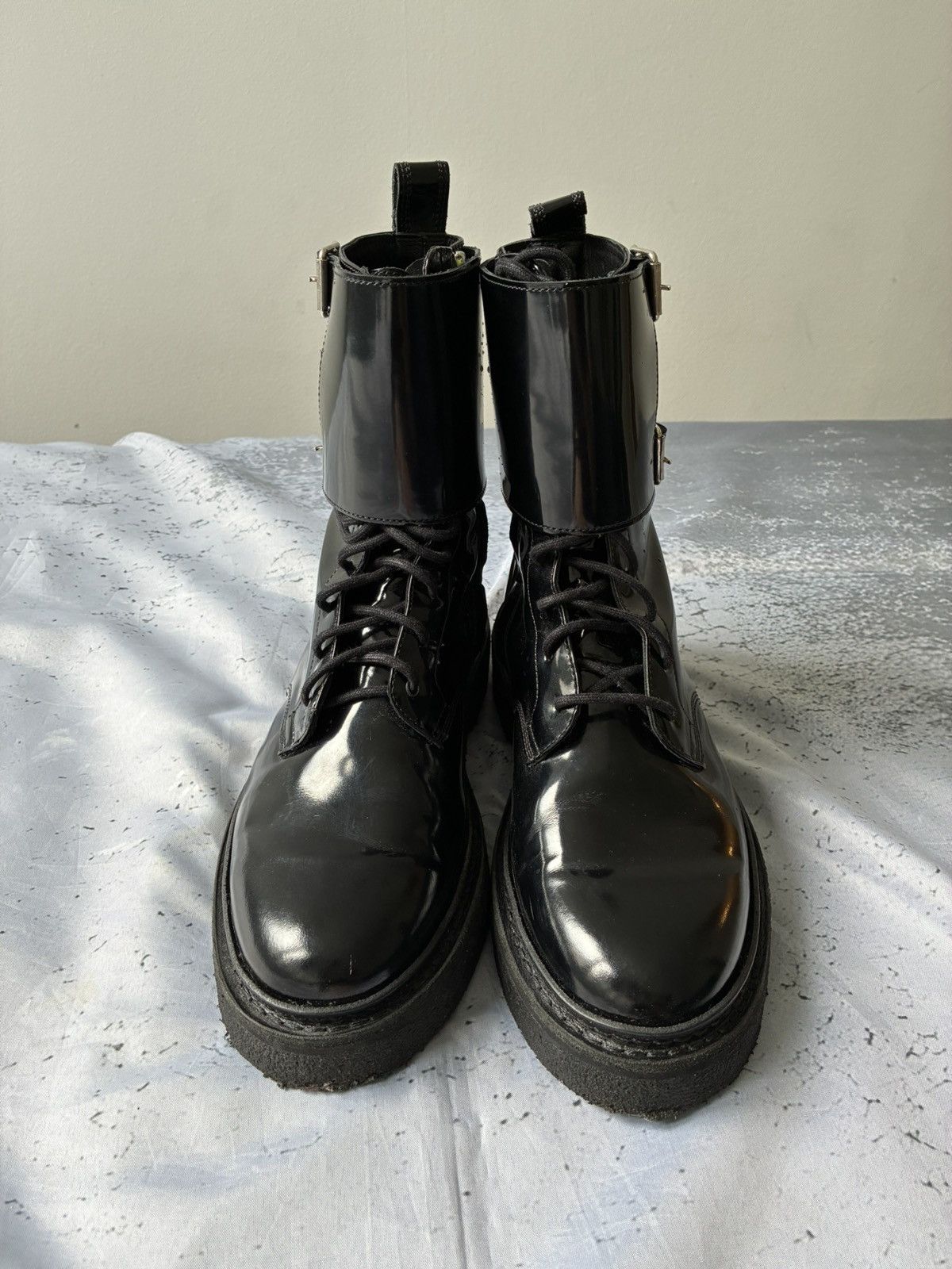 Balmain × H&M Balmain x H&M Patent Leather Combat Boots Size US 7 / EU 40 - 7 Thumbnail