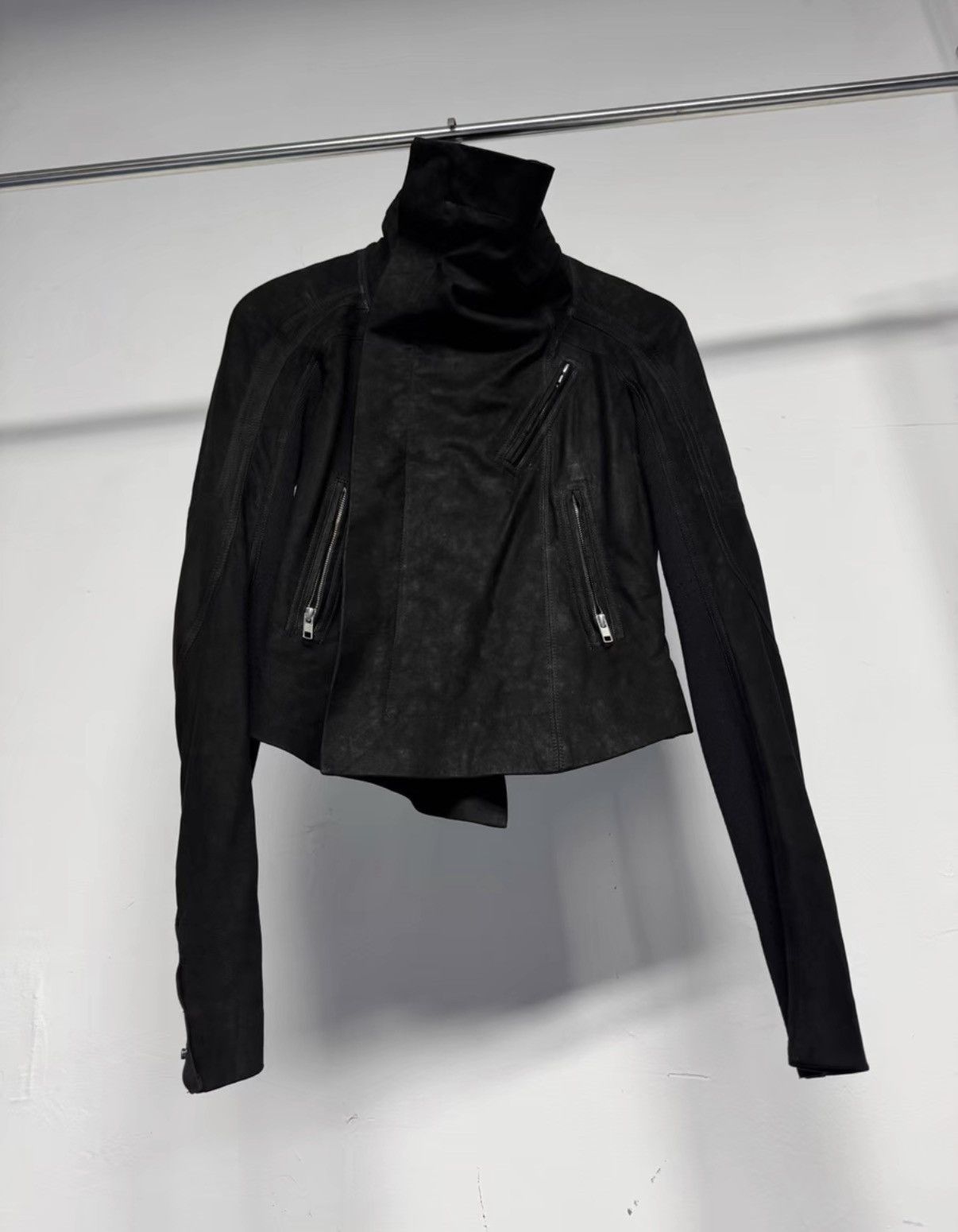 Rick Owens Rick Owens Lambskin & Cowhide Biker Jacket K37 Size US XXS / EU 40 - 2 Thumbnail