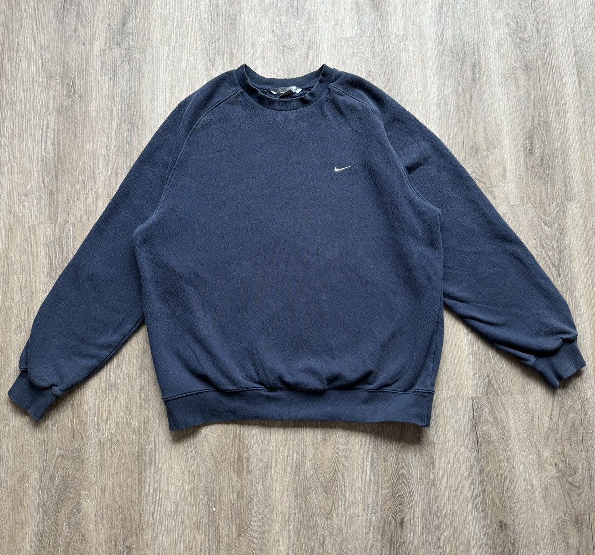 Vintage Y2K Nike Mini Swoosh Navy Blue Crewneck Sweater 2XL Tops