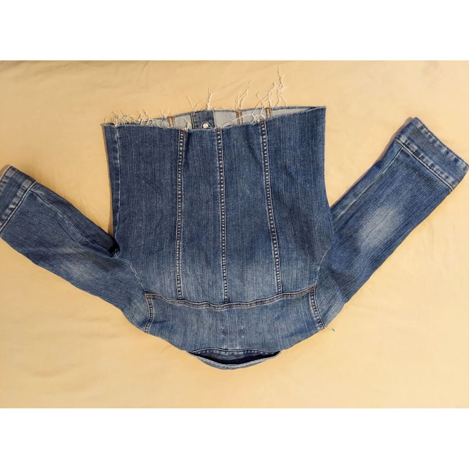 Ann Taylor VINTAGE Ladies Ann Taylor Loft Denim Jacket S Small Blue Jean Womens Jacket Regular Cotton Denim Modern Classic Spring Fall Winter Size 28" / US 6 / IT 42 - 7 Thumbnail