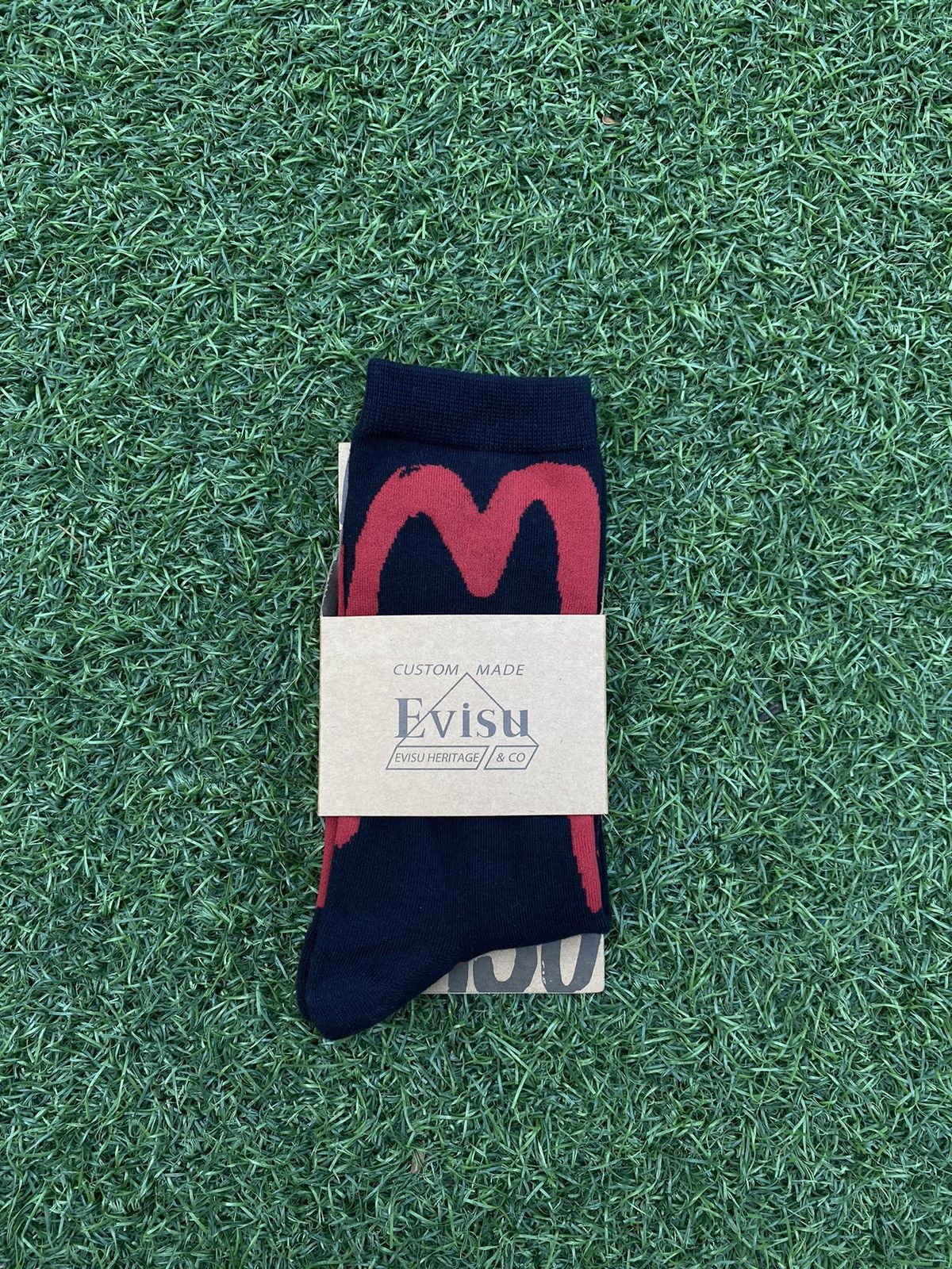 Evisu × Japanese Brand EVISU SOCKS RED BRUSHSTROKE DAICOCK Size 32 - 1 Thumbnail