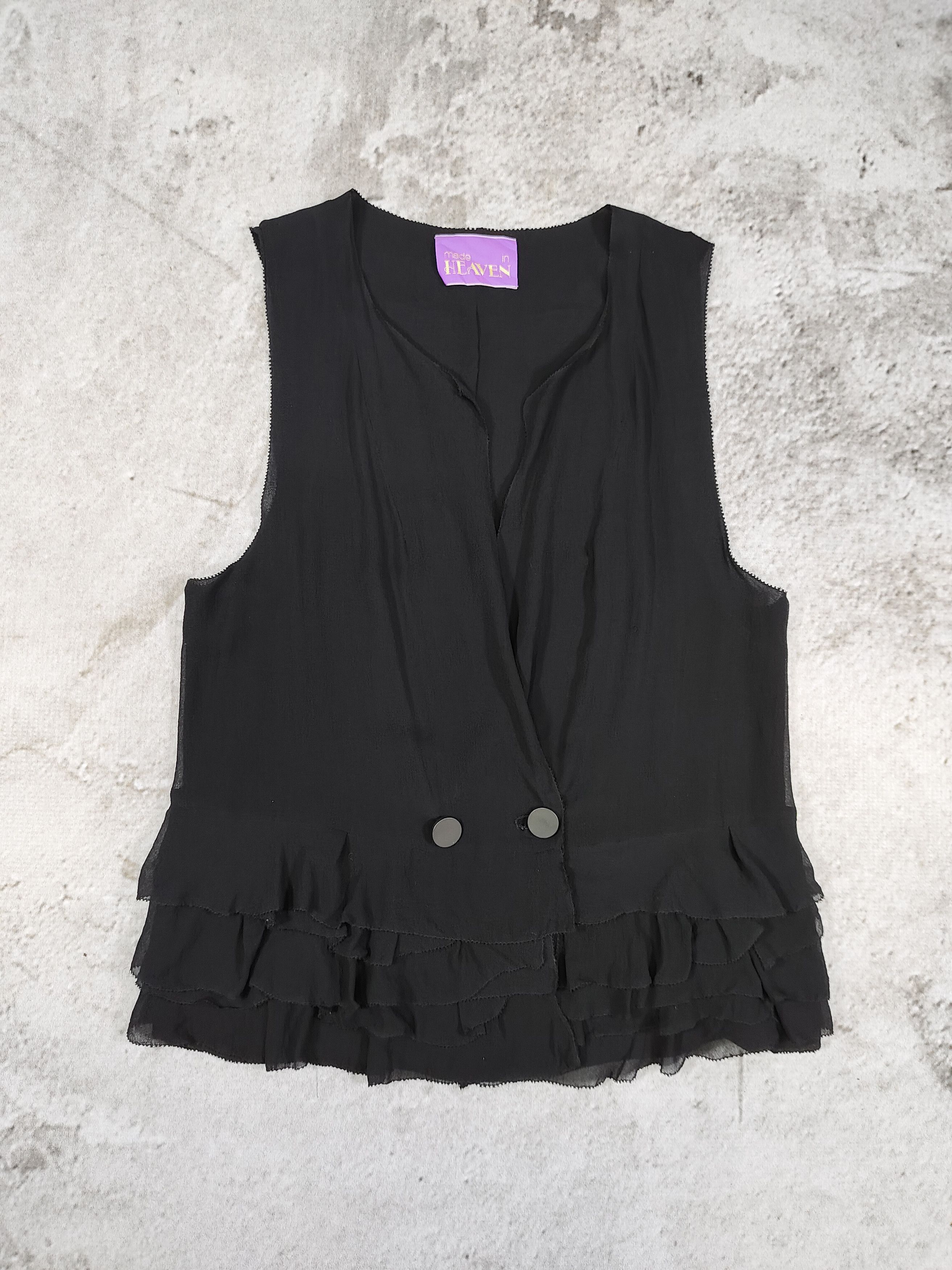 Japanese Brand Made in Heaven- Gothic Silk Deep V Ruffle Hem Vest Size M / US 6-8 / IT 42-44 - 5 Thumbnail