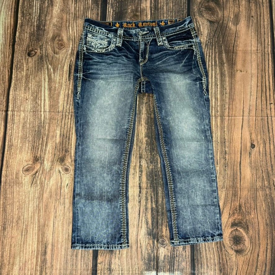 Rock Revival Rock Revival Jillian Women's 27 Capri Jeans Blue Medium Wash Size 27" / US 4 / IT 40 - 1 Thumbnail