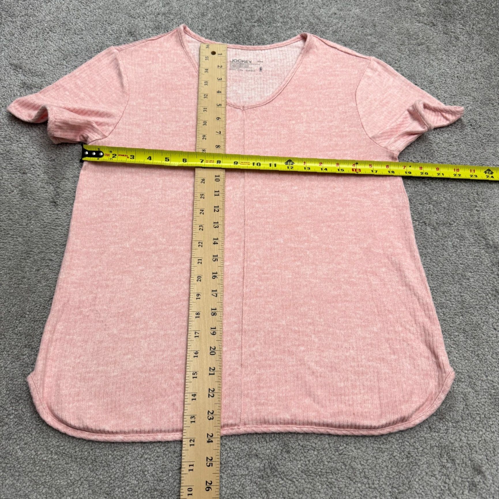 Jockey Jockey T-Shirt Womens Medium Pink Short Sleeve Ribbed Knit V-Neck Tee Size M / US 6-8 / IT 42-44 - 5 Thumbnail