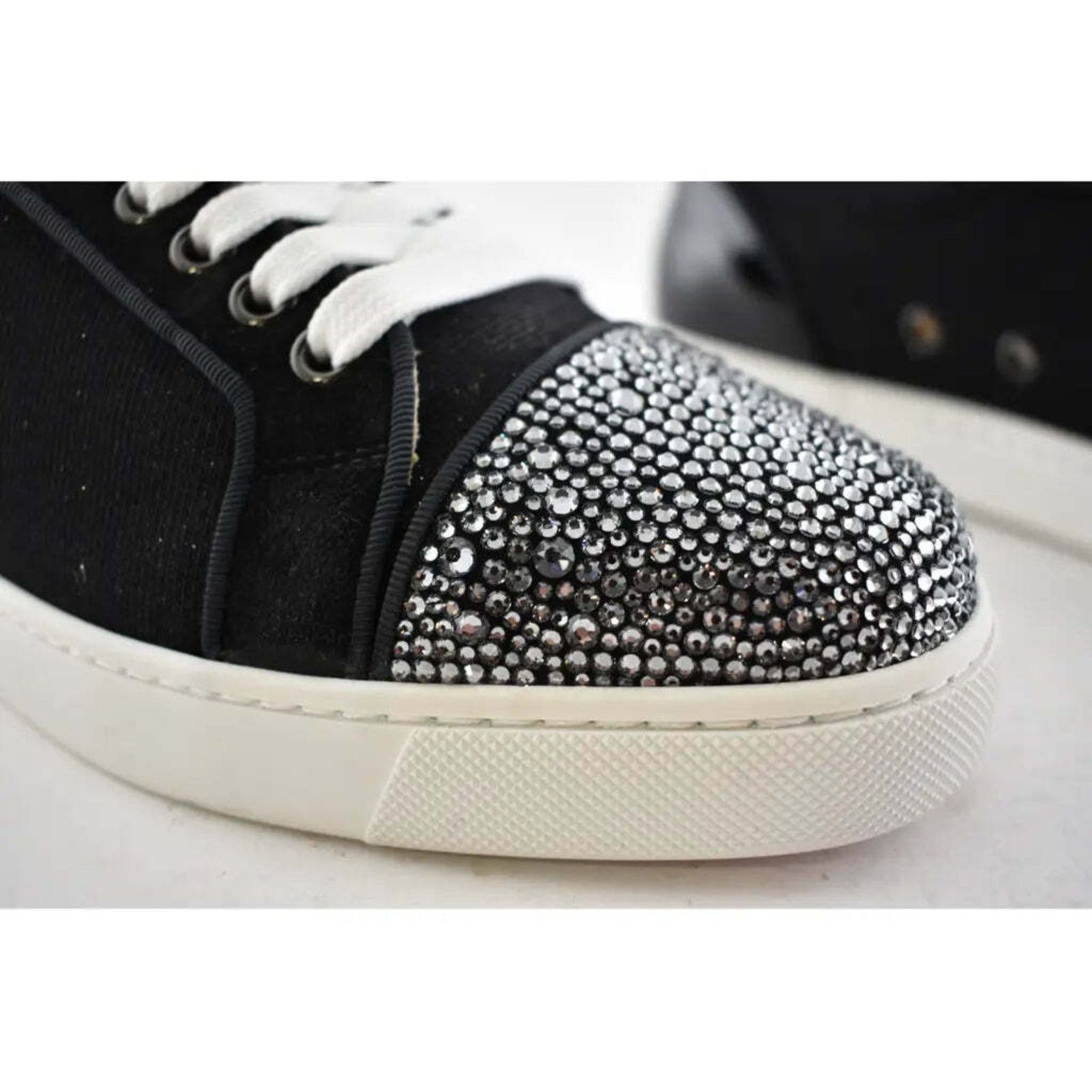 Christian Louboutin Louis Junior P Strass Donna Flat Black Low Top Sneaker 37 Size US 7 / IT 37 - 4 Thumbnail