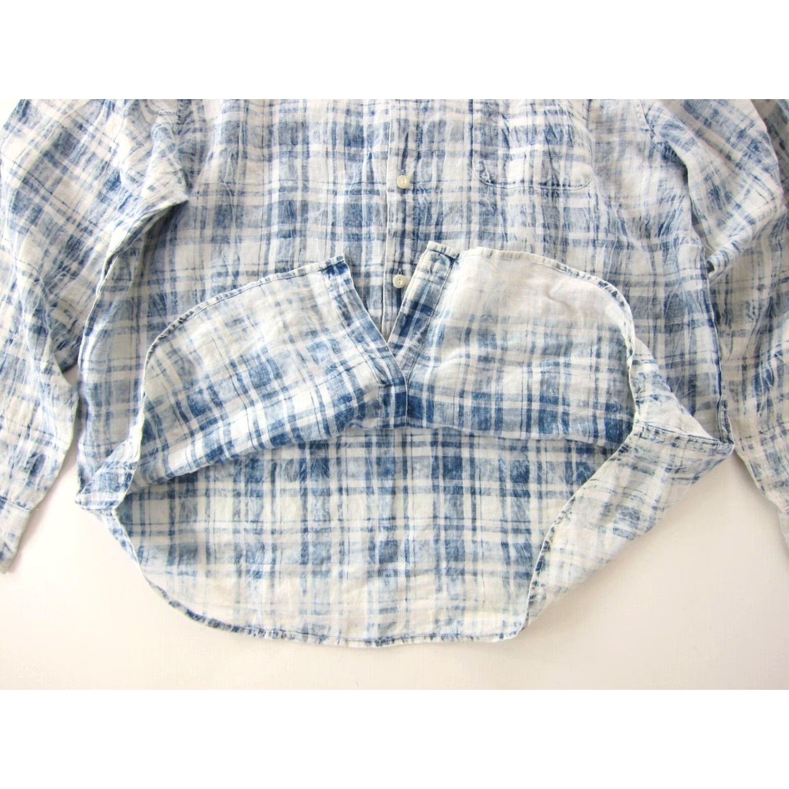 Tommy Bahama Tommy Bahama Shirt 100% Linen Blue White Plaid Long Sleeve Button Down XL Mens Shirt Size US XL / EU 56 / 4 - 6 Thumbnail