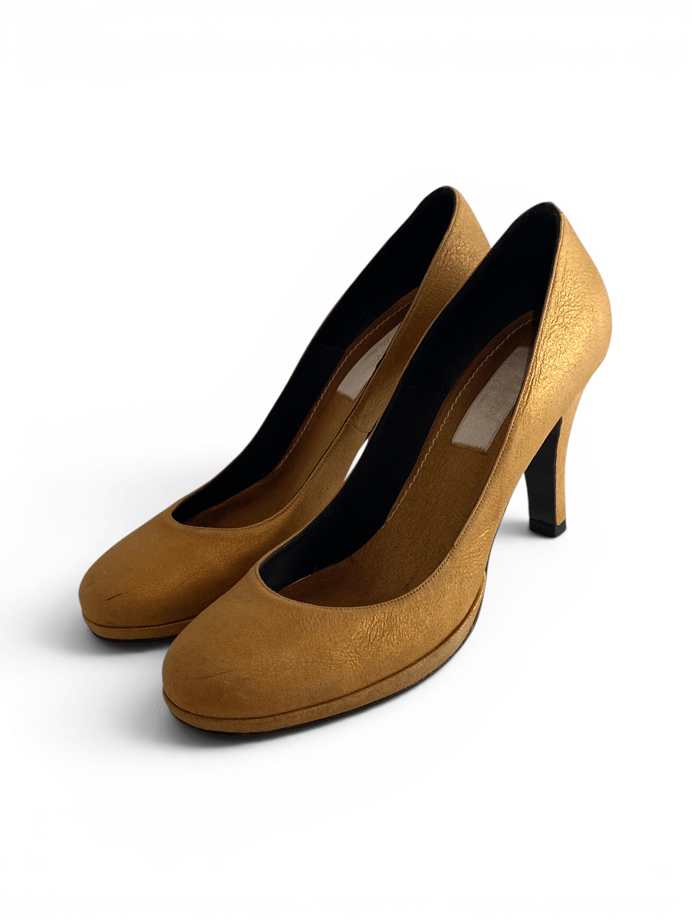 Lanvin Lanvin Gold Metallic Leather Women Heels Pumps Shoes Size US 7.5 / IT 37.5 - 2 Thumbnail