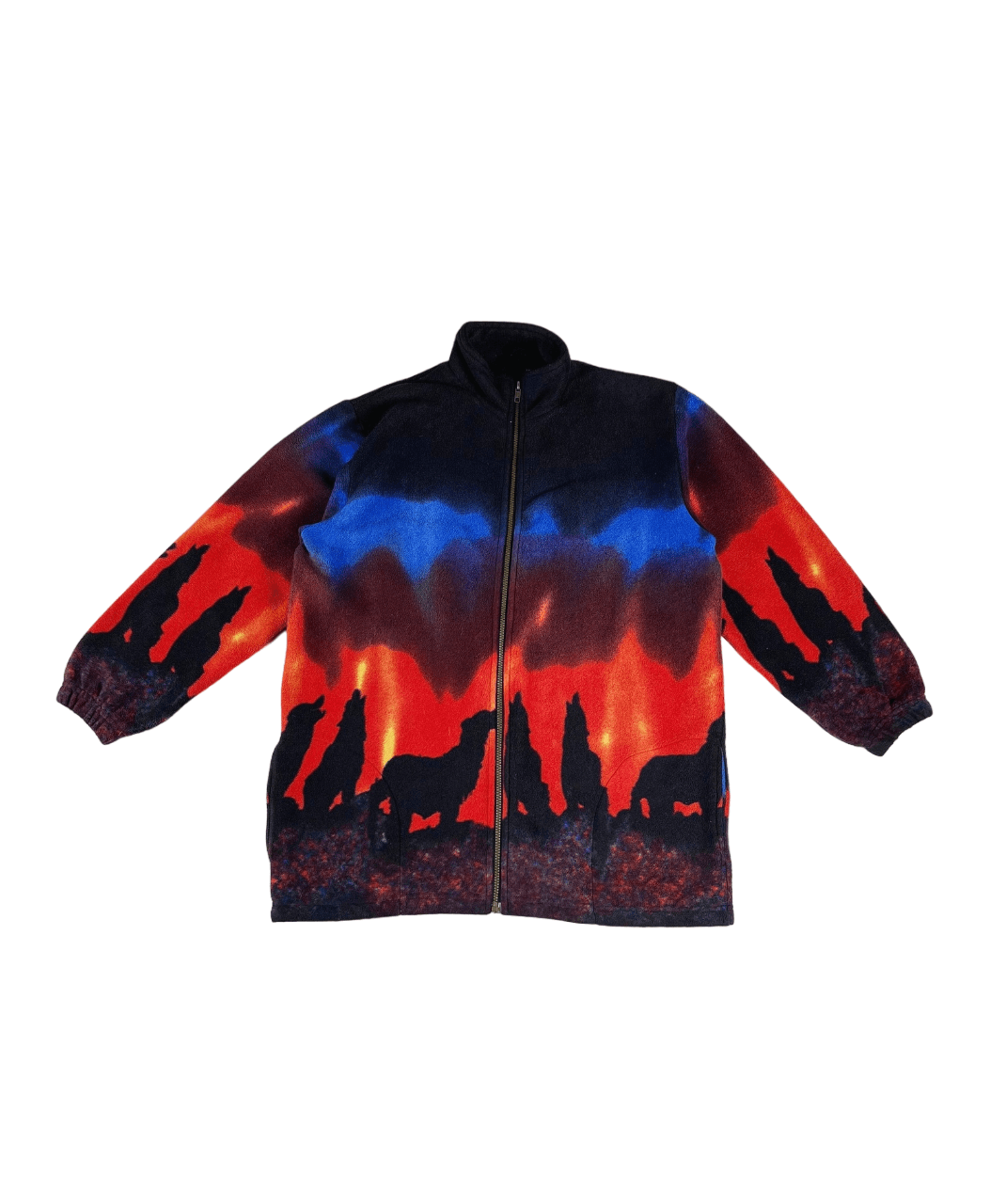 image of Avant Garde x Vintage Printed Fleece Jacket Zip M-L in Mix, Men's (Size Medium)