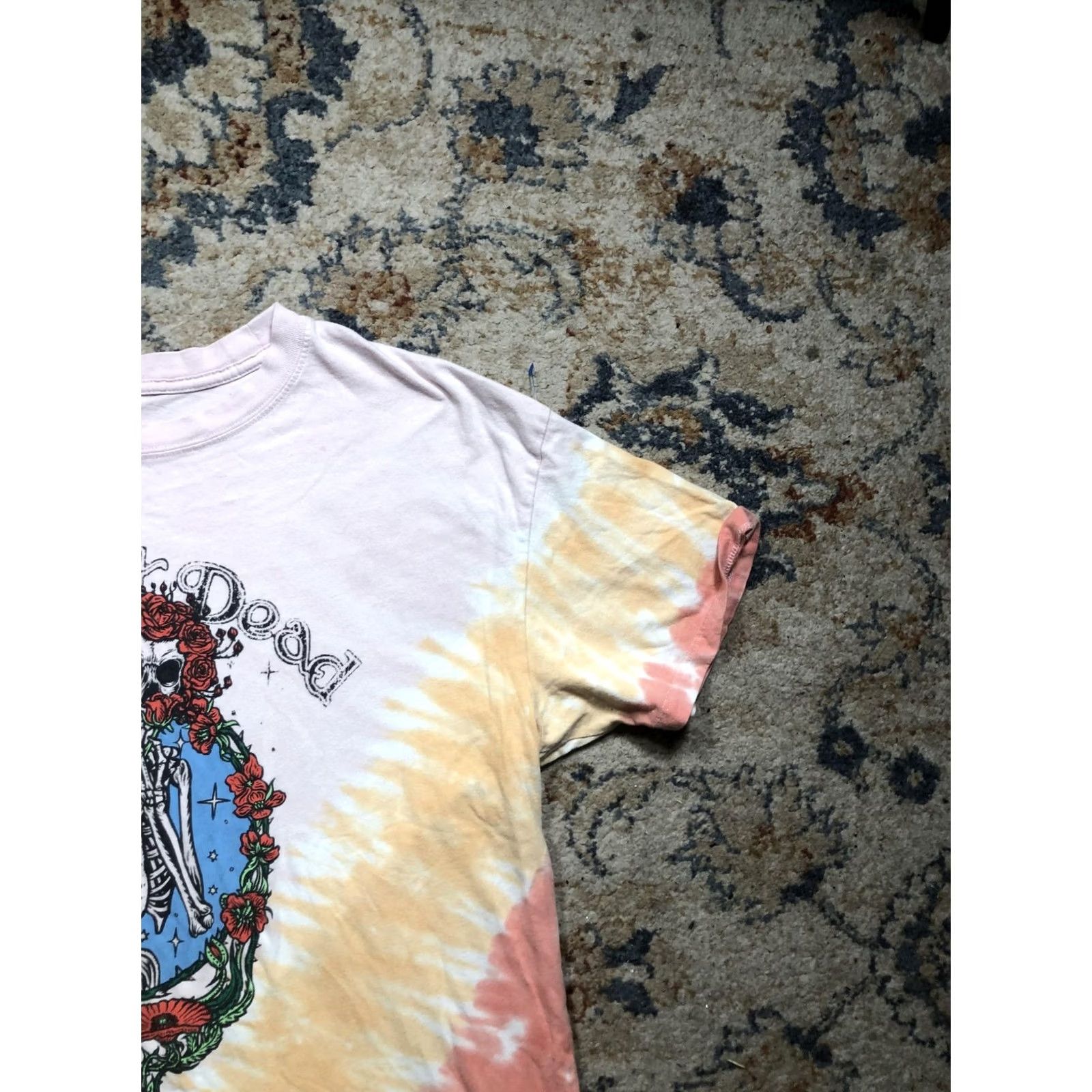 Vintage Grateful Dead Shirt Mens Large Tie Dye Skeleton Roses Graphic Band Rock Tee Size US L / EU 52-54 / 3 - 4 Thumbnail