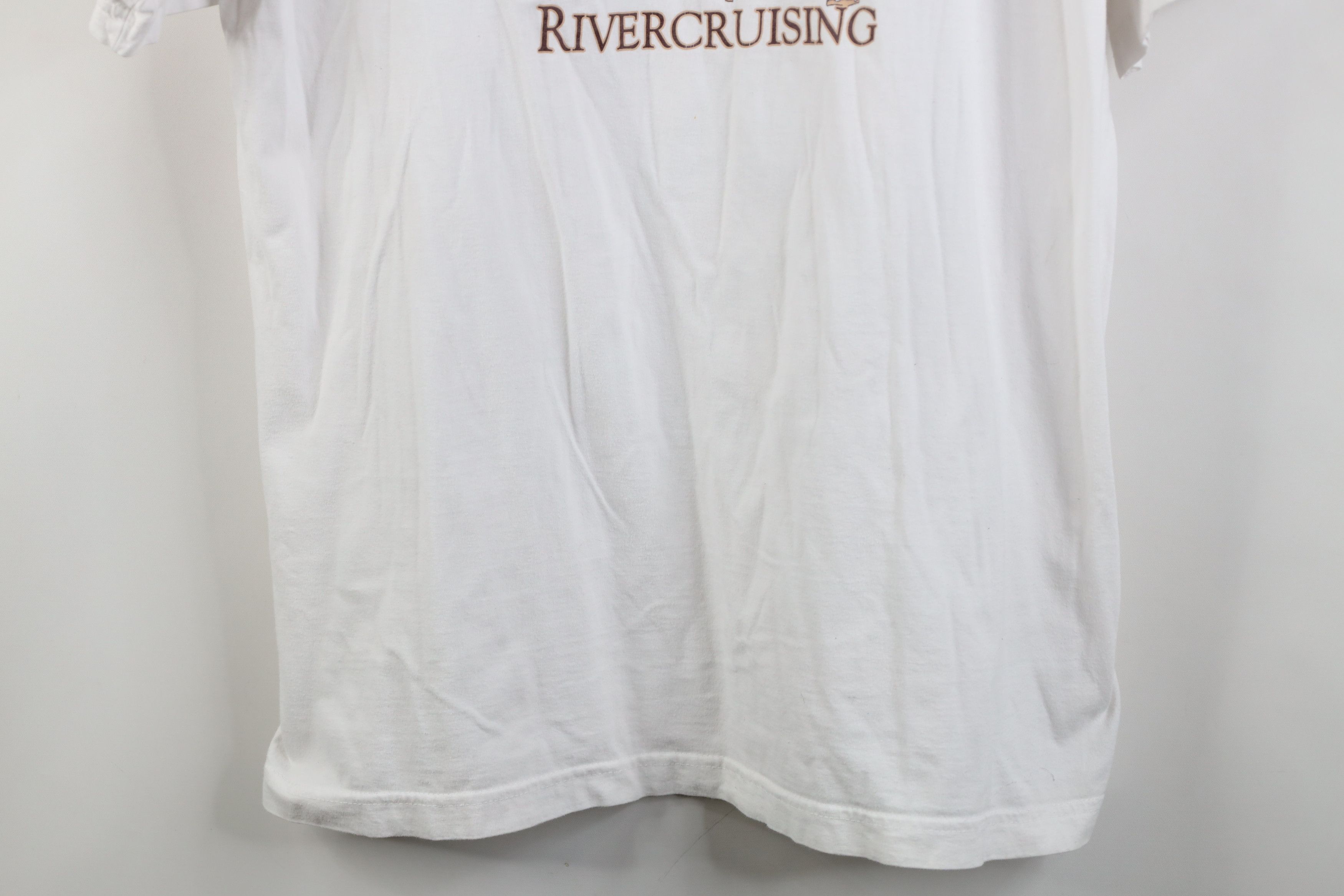 Vintage Vintage 90s European River Cruising Map T-Shirt White Cotton Size XL / US 12-14 / IT 48-50 - 3 Thumbnail
