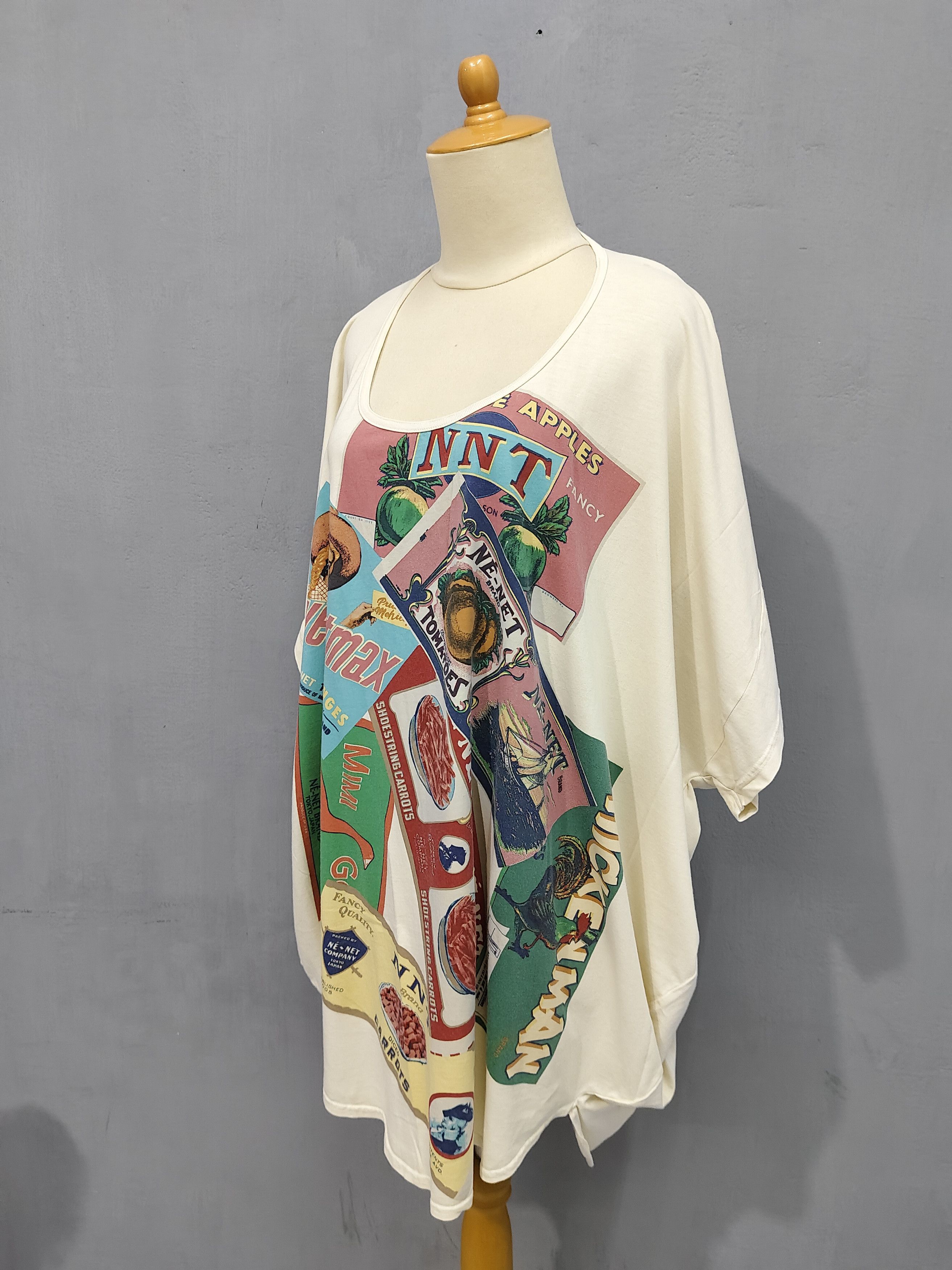 Ne-Net Ne-Net 🇯🇵 Oversized Dolman Sleeve Retro Food Label Collage Size L / US 10 / IT 46 - 4 Thumbnail