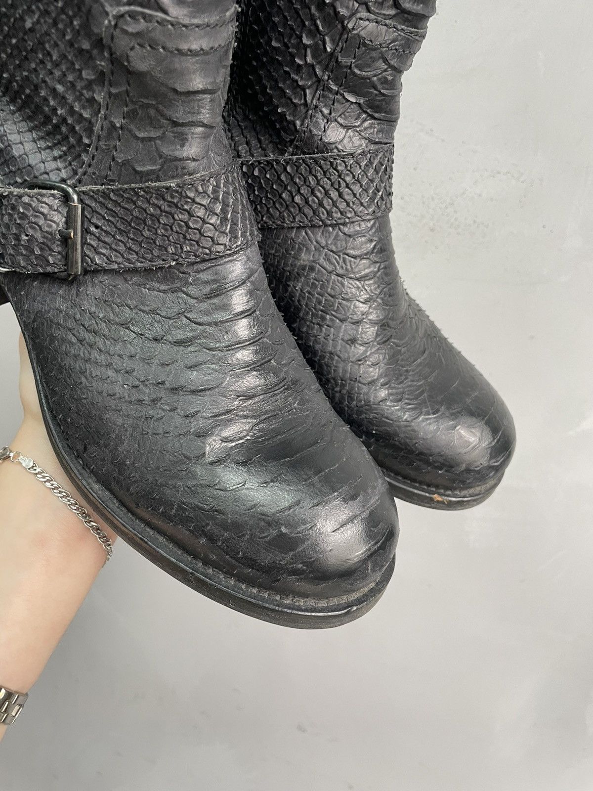 Hedi Slimane Hedi slimane style python leather snake moto ankle opium y2k Size US 8 / EU 41 - 5 Thumbnail
