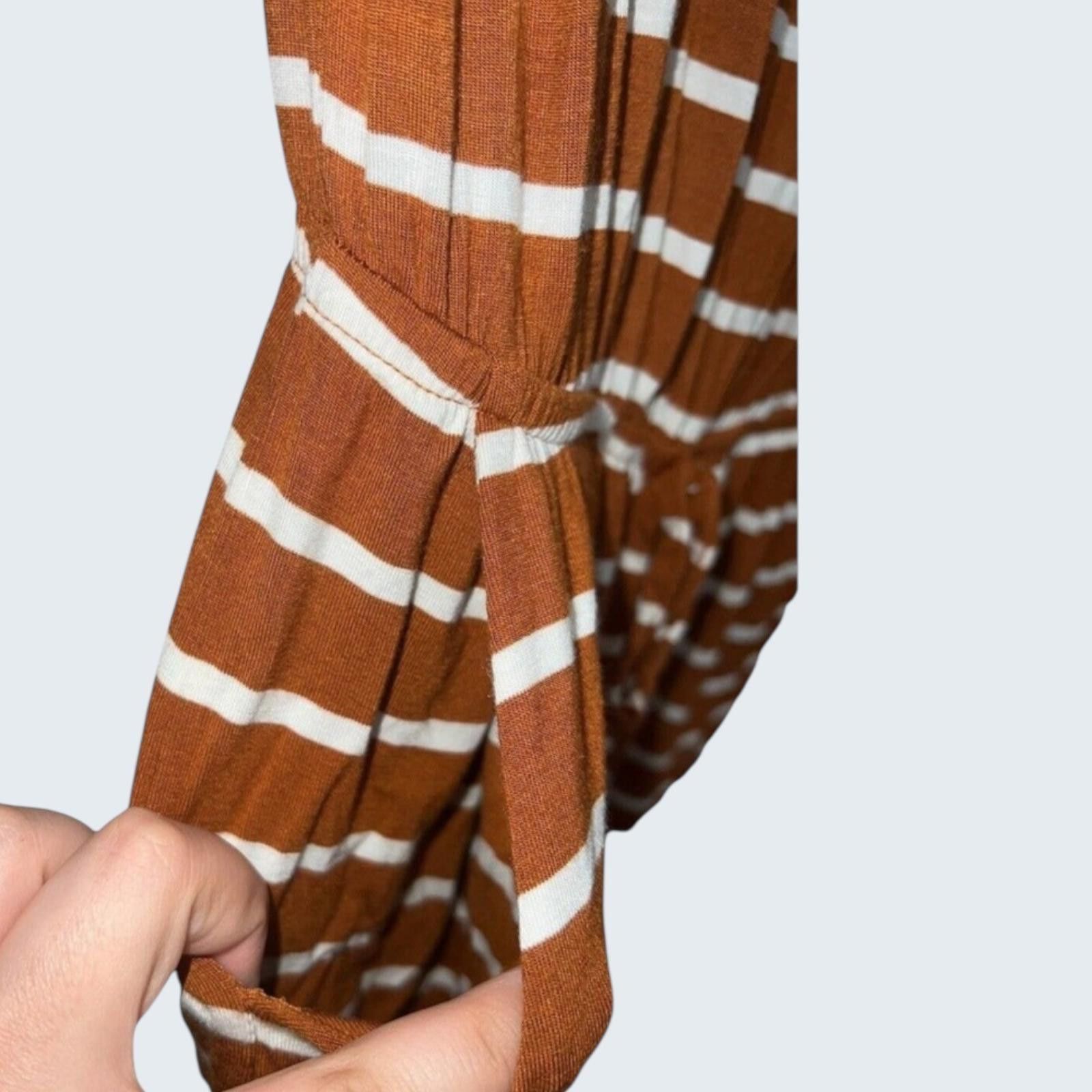 Other Zenana Striped Short Sleeve Romper Rust Brown White XL Size 40" / US 18 - 4 Thumbnail