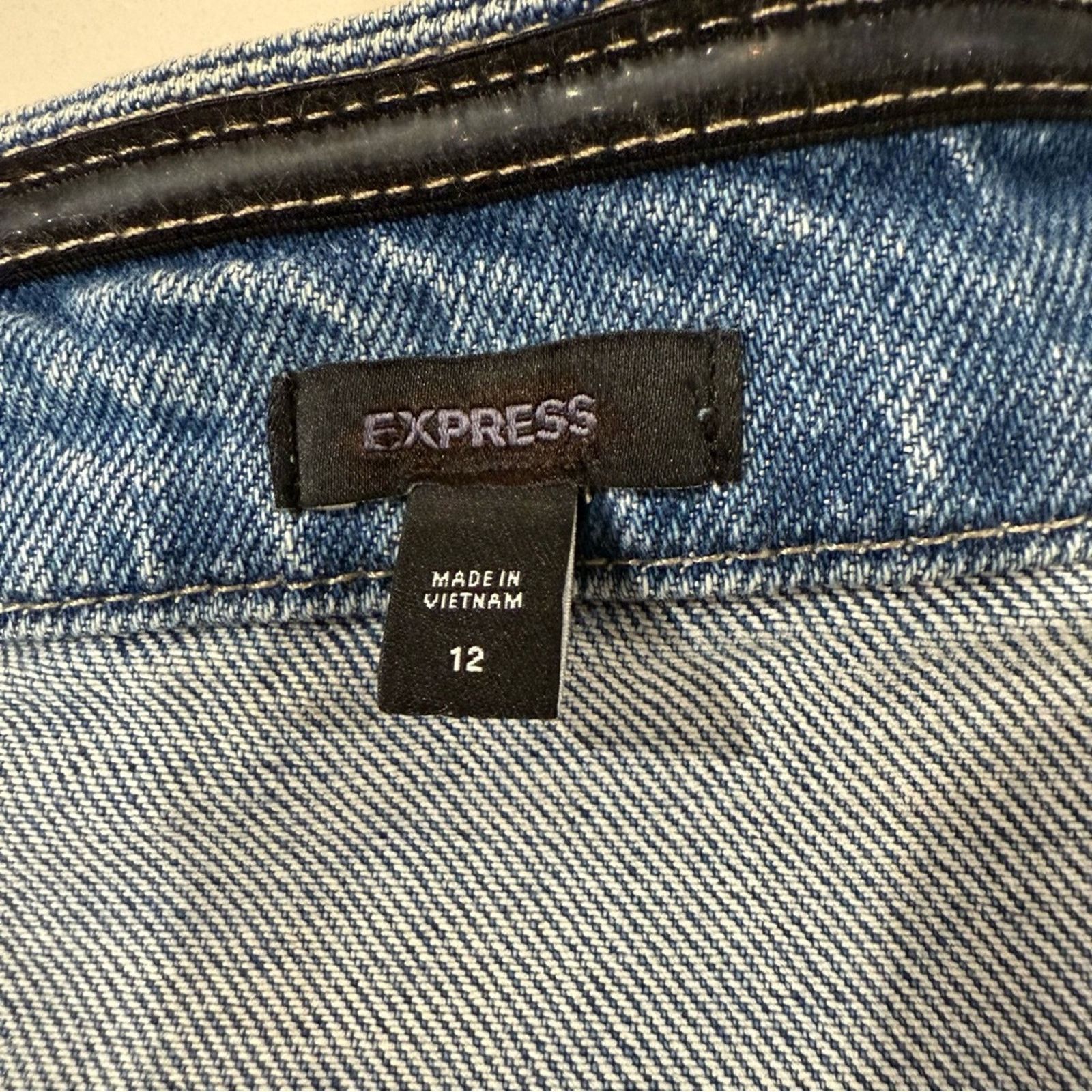 Express Express Strapless Wide Leg Cargo Denim Jumpsuit Womens 12 Size 34" / US 12 / IT 48 - 10 Thumbnail