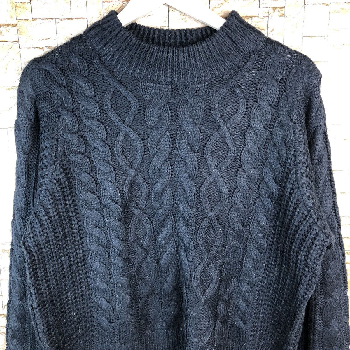 Homespun Knitwear × Japanese Brand Earth Music Econology Dark Blue cable Knitwear #A1223 Size US S / EU 44-46 / 1 - 5 Thumbnail