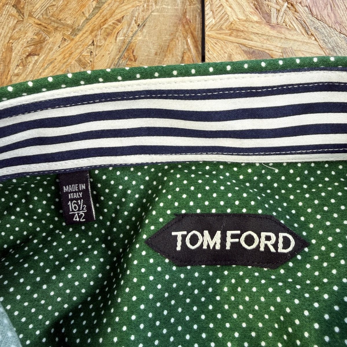 Tom Ford Tom Ford Polka Dot Cotton Shirt Luxury Designer Green Button Size US M / EU 48-50 / 2 - 3 Thumbnail