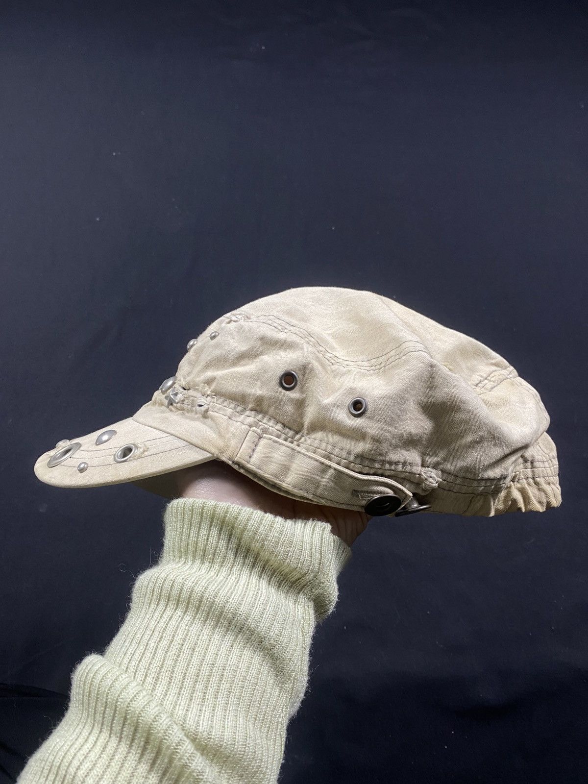 14th Addiction × KMRii × Le Grande Bleu (L.G.B.) Gothic Studdet Crazy Cadet Hats Distressed Size ONE SIZE - 2 Thumbnail