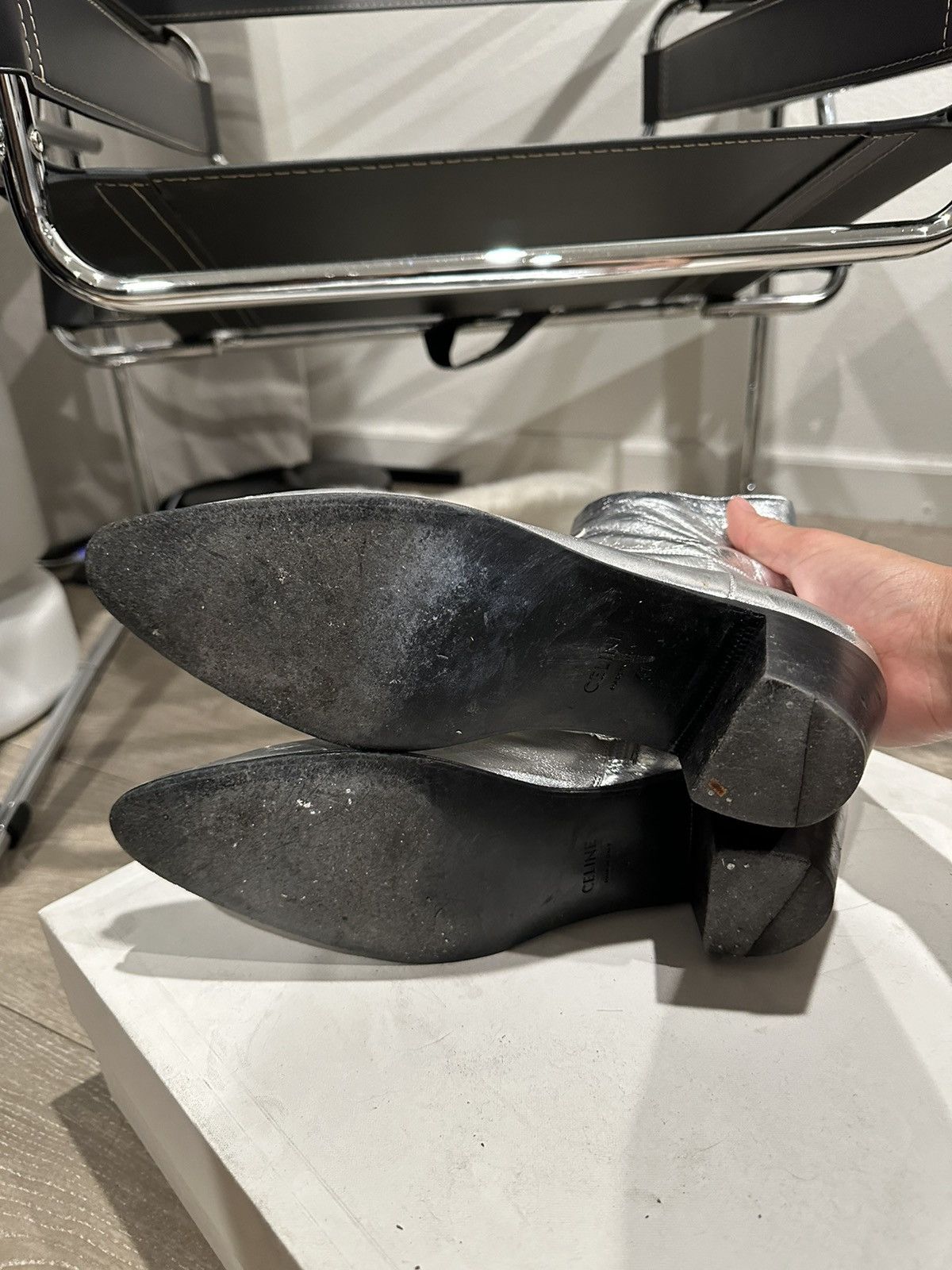 Celine × Hedi Slimane SS19 Silver Jacno 60mm Boots 41 Size US 8.5 / EU 41-42 - 7 Thumbnail