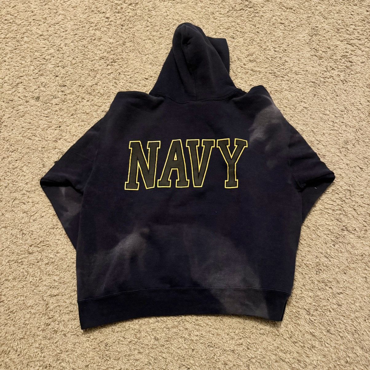 Vintage VINTAGE US NAVY SUN FADE HOODIE! Size US XL / EU 56 / 4 - 7 Thumbnail