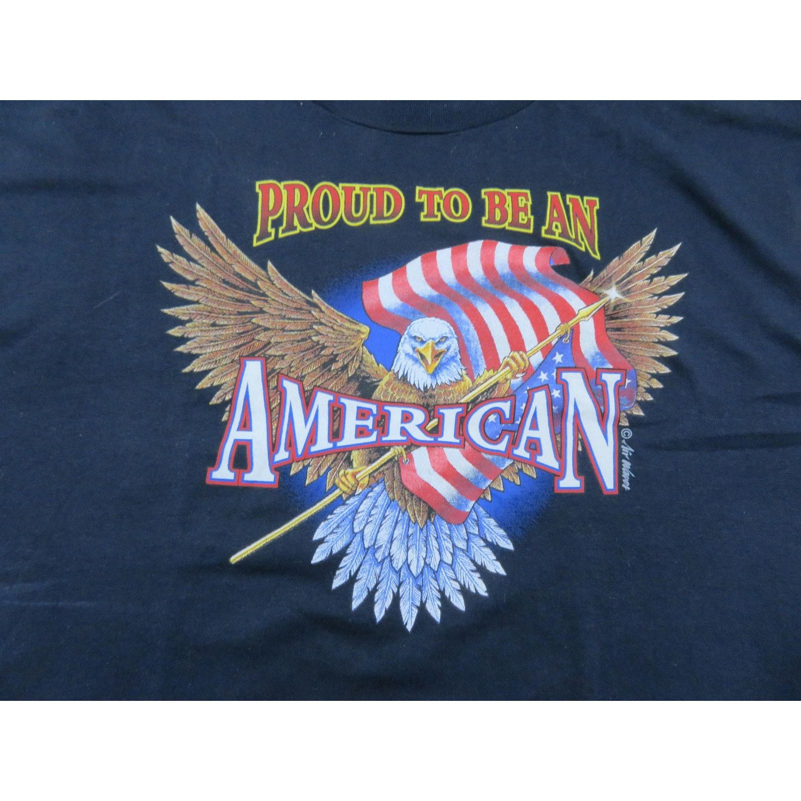 Other Proud to Be An American Eagle-Flag Black T-Shirt Sz 2XL 90s Size US XXL / EU 58 / 5 - 2 Thumbnail