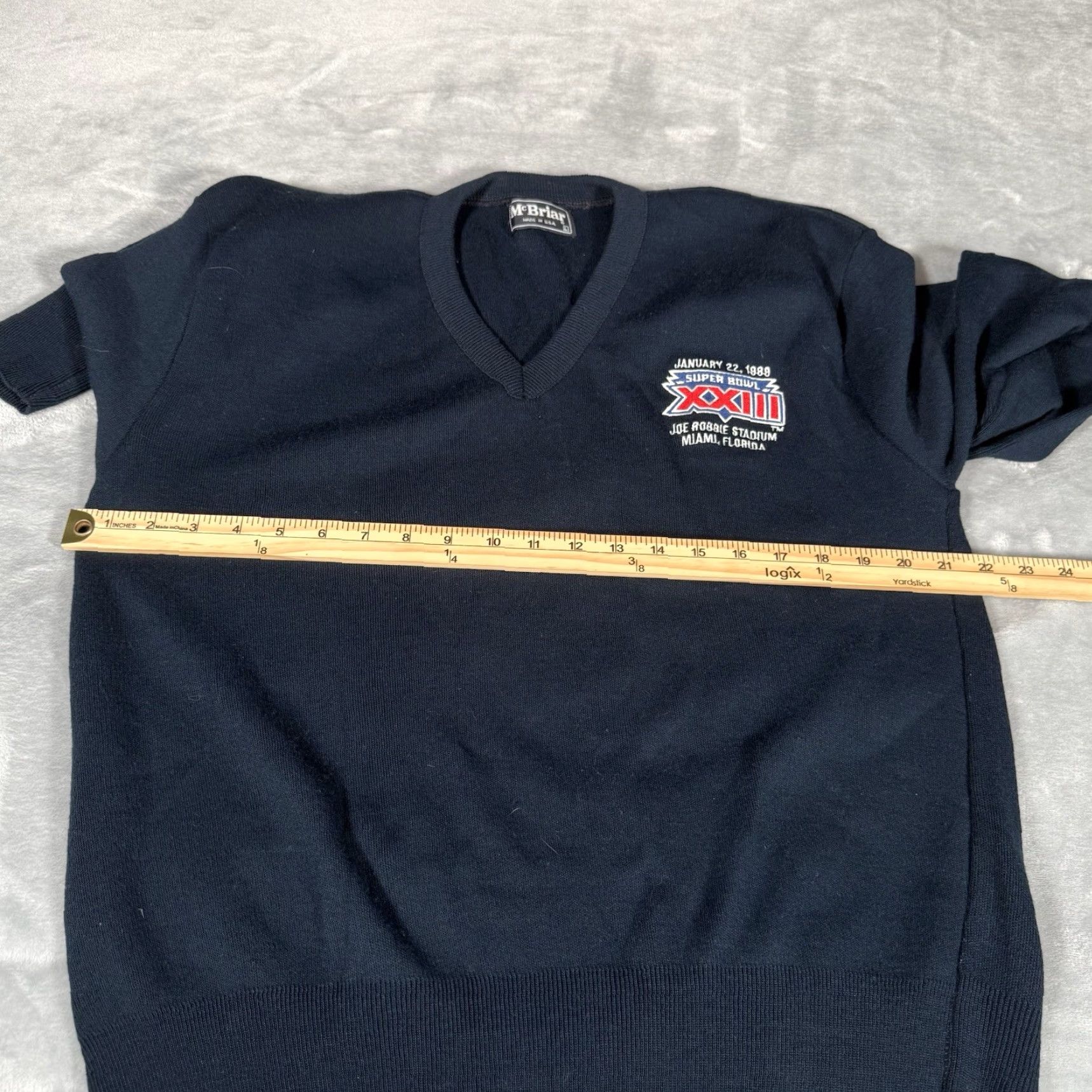 Vintage VINTAGE NFL Superbowl XXIII V Neck Sweater Mens L Acrylic Blue 80s Miami Florida NFL Logo Embroidered Pullover Knit Size US L / EU 52-54 / 3 - 7 Thumbnail