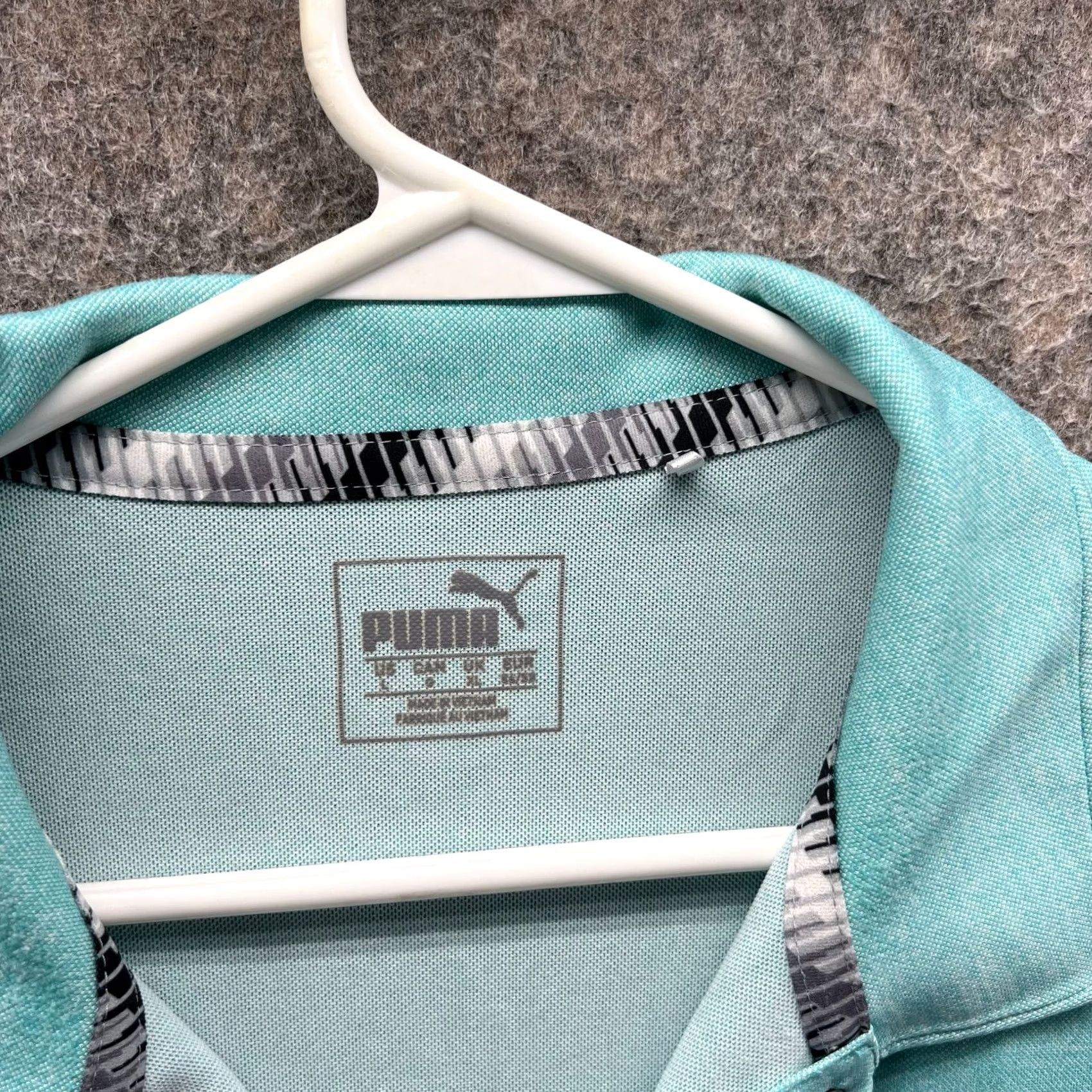 Puma PUMA Polo Shirt Men L Teal Blue Knit Golf Pale Preppy Solid Short Sleeve Size 42R - 7 Thumbnail