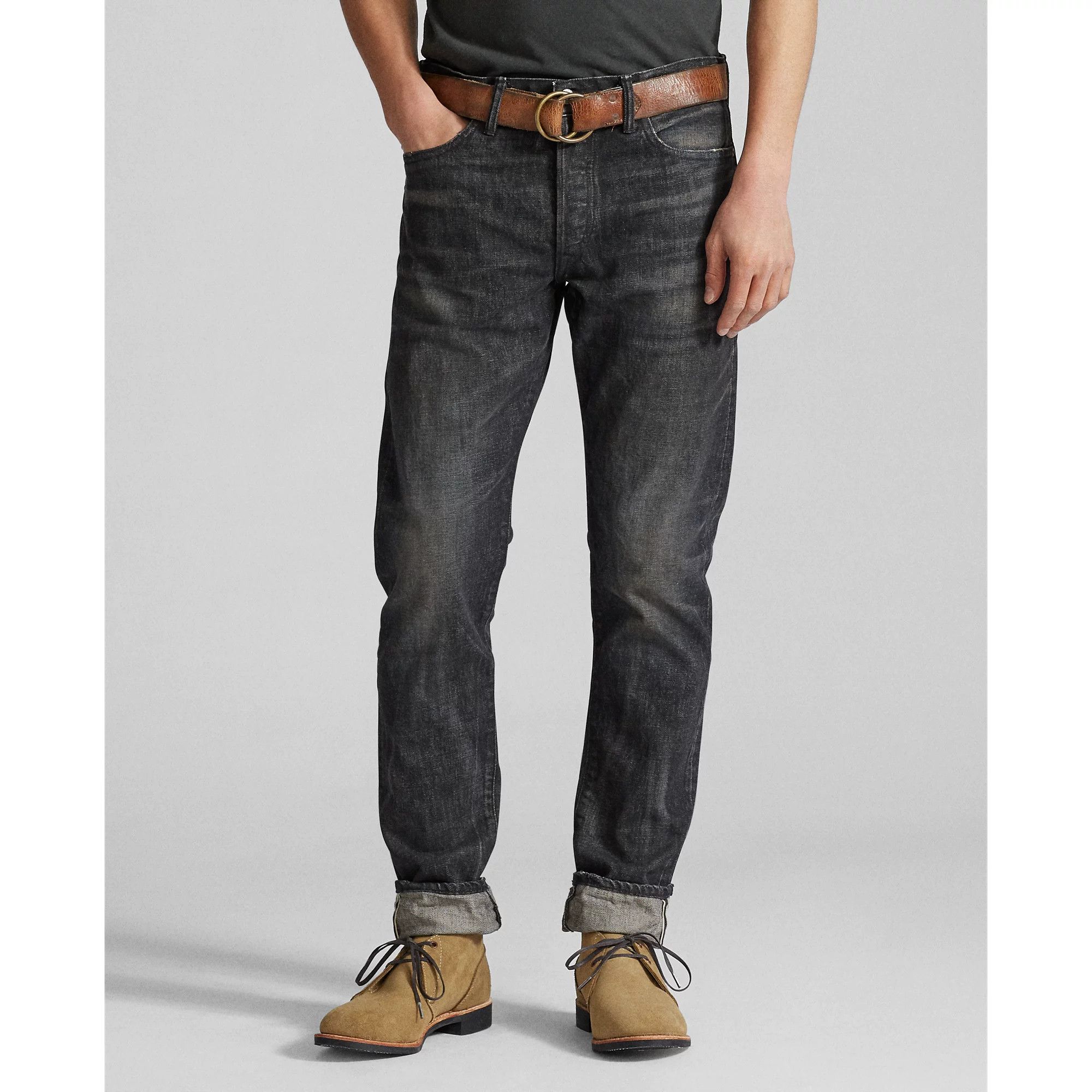 RRL Ralph Lauren RRL Slim Narrow Washed Charcoal Jeans | Grailed