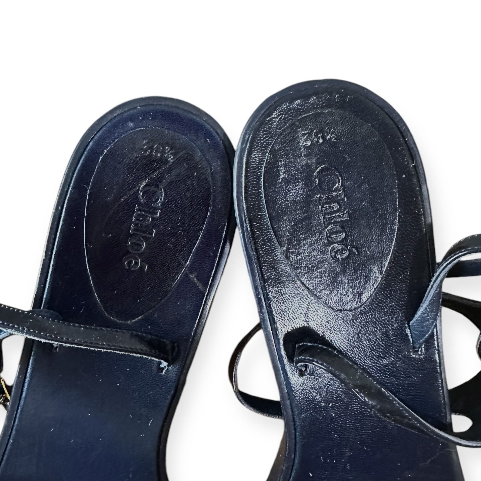 Chloe Chloe Rubber Wedge Ankle Strap Patent Sandals. Navy blue, Si Size US 8.5 / IT 38.5 - 8 Thumbnail