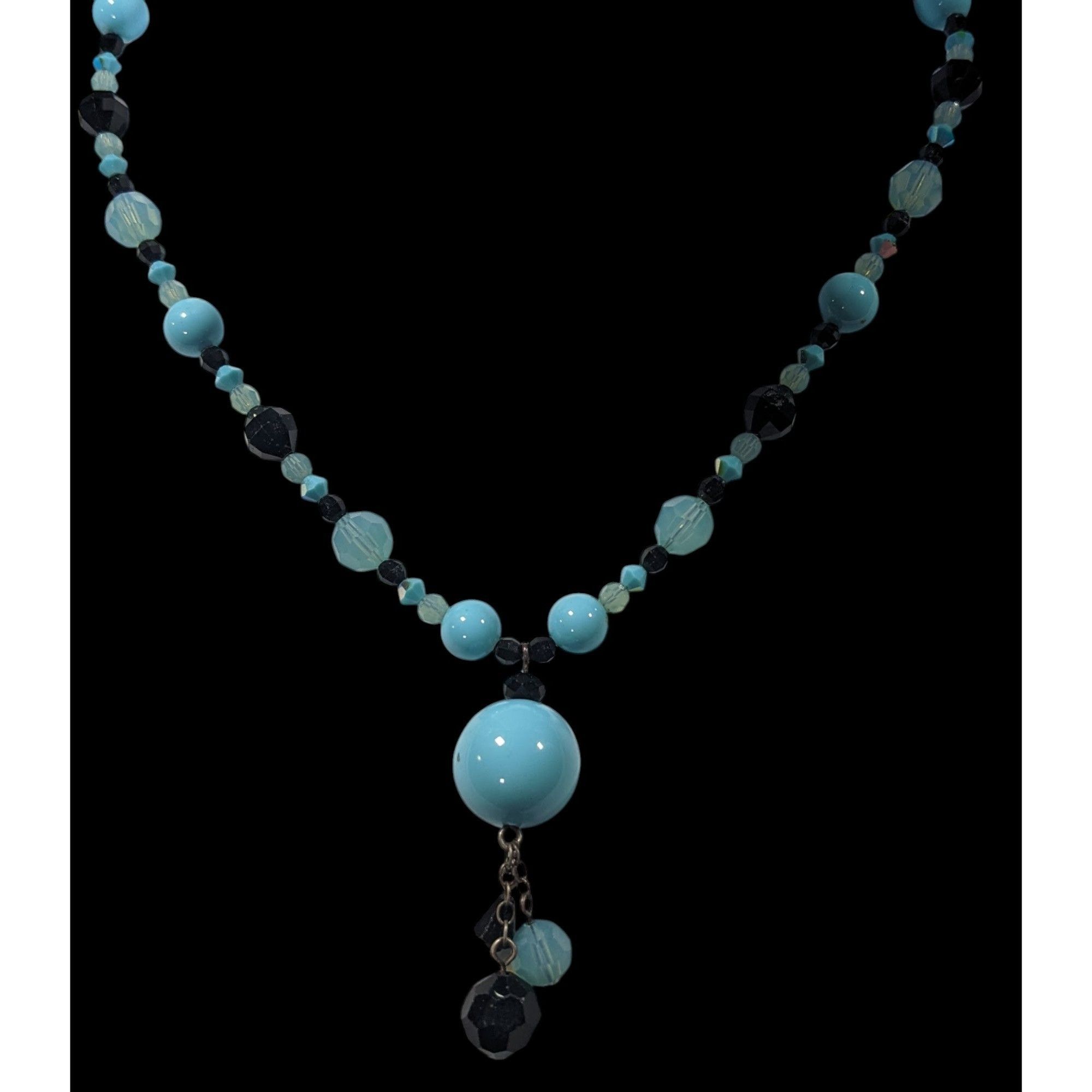 Other Whimsical Blue And Black Glass Beaded Y Necklace Size ONE SIZE - 3 Thumbnail