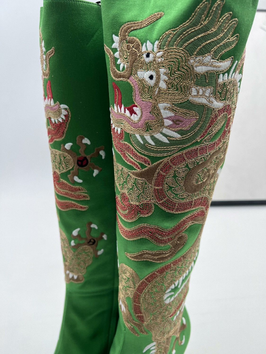 Gucci Runway Lime Green Dragon Boots With Sparkly Bows Size US 7.5 / IT 37.5 - 9 Thumbnail