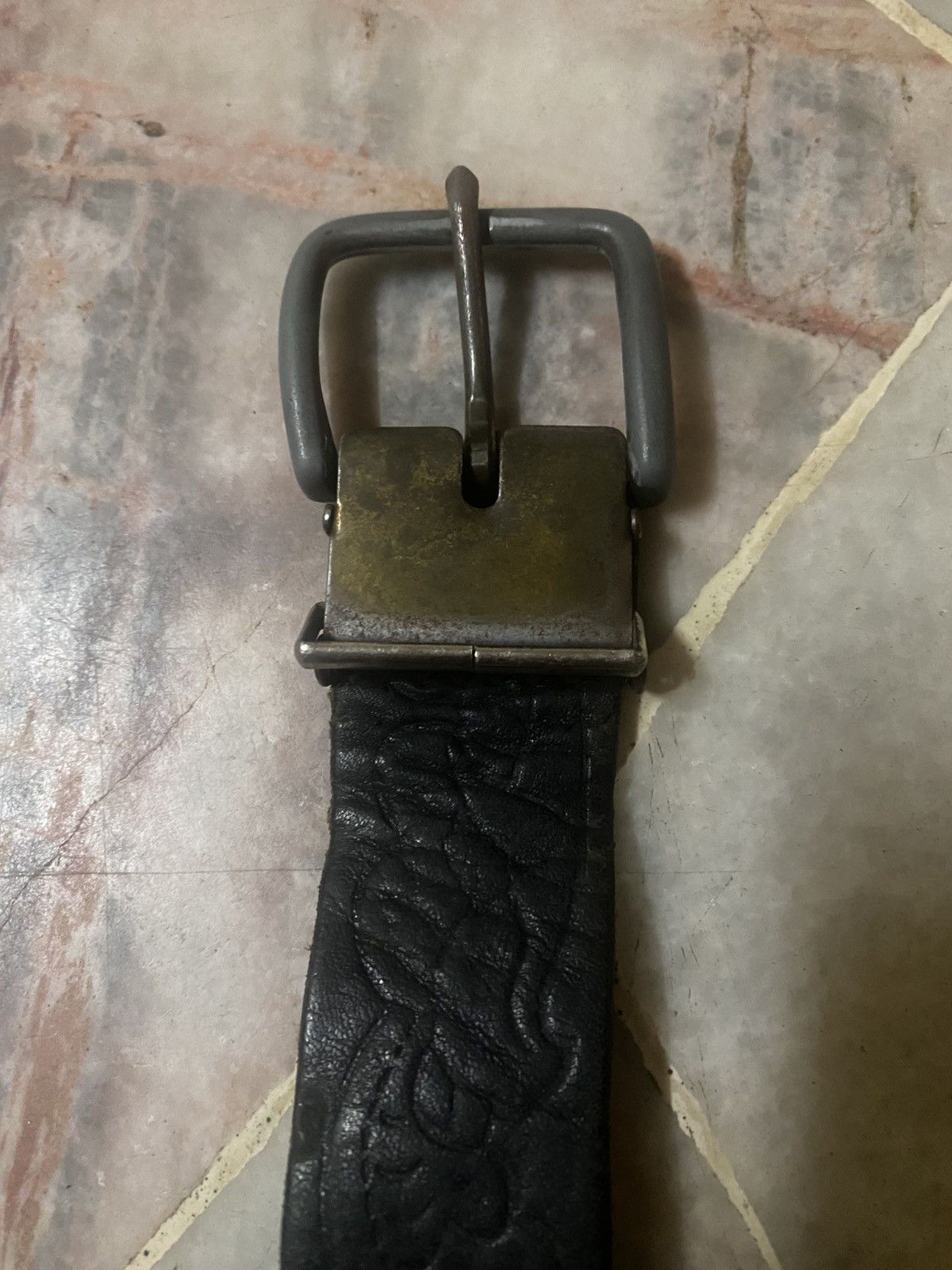 Genuine Leather Vintage Decorative Black Leather Belt Size ONE SIZE - 2 Thumbnail