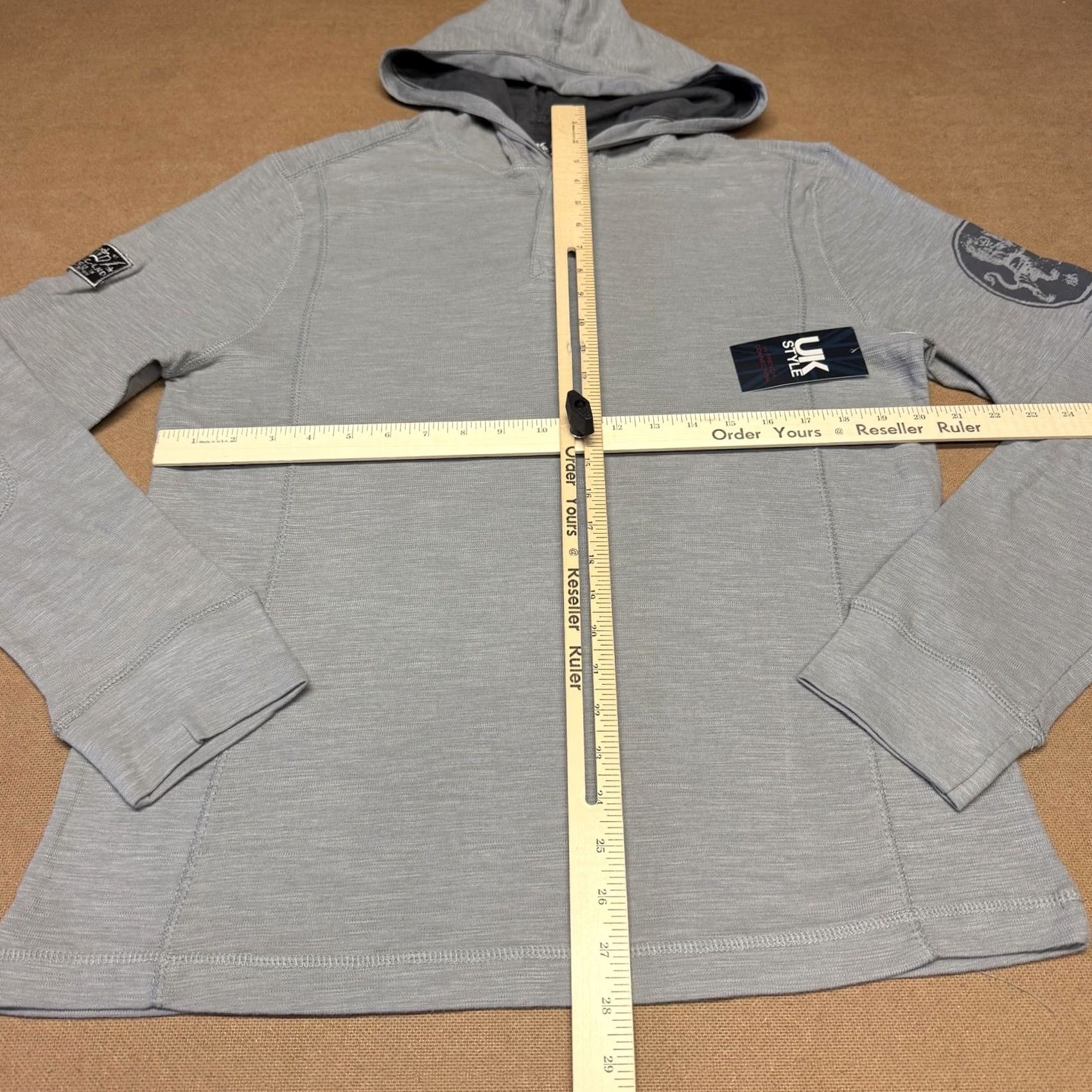 French Connection UK Style By French Connection Mens Large Gray Henley Pullover Hoodie Logo Size US L / EU 52-54 / 3 - 7 Thumbnail