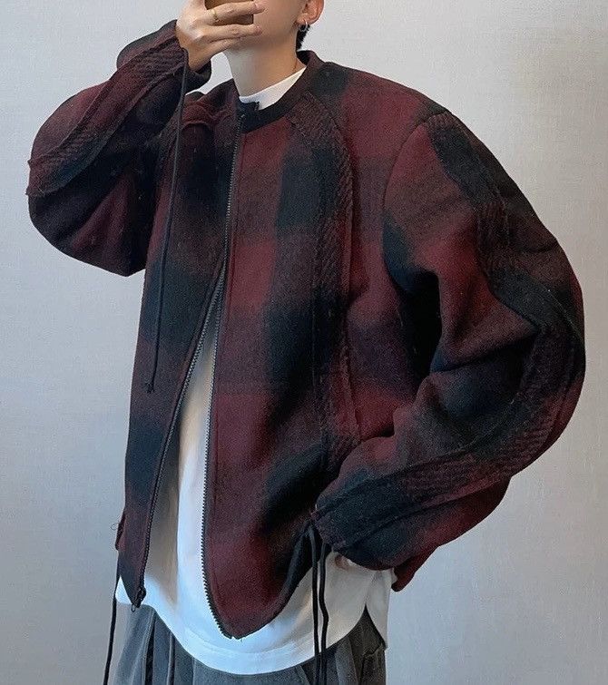 Japanese Brand × Vintage Retro outdoor fashion plaid check ruched jacket Size US XL / EU 56 / 4 - 4 Thumbnail