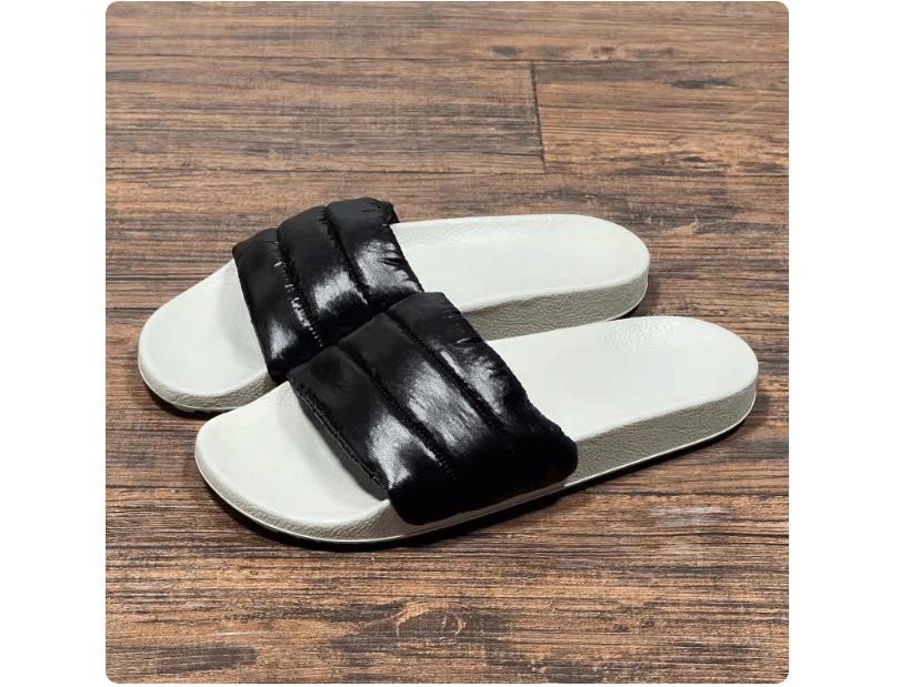Rick Owens Rick Owens RO men's black/white duck cloth slides, in stock Size US 9 / EU 42 - 3 Thumbnail