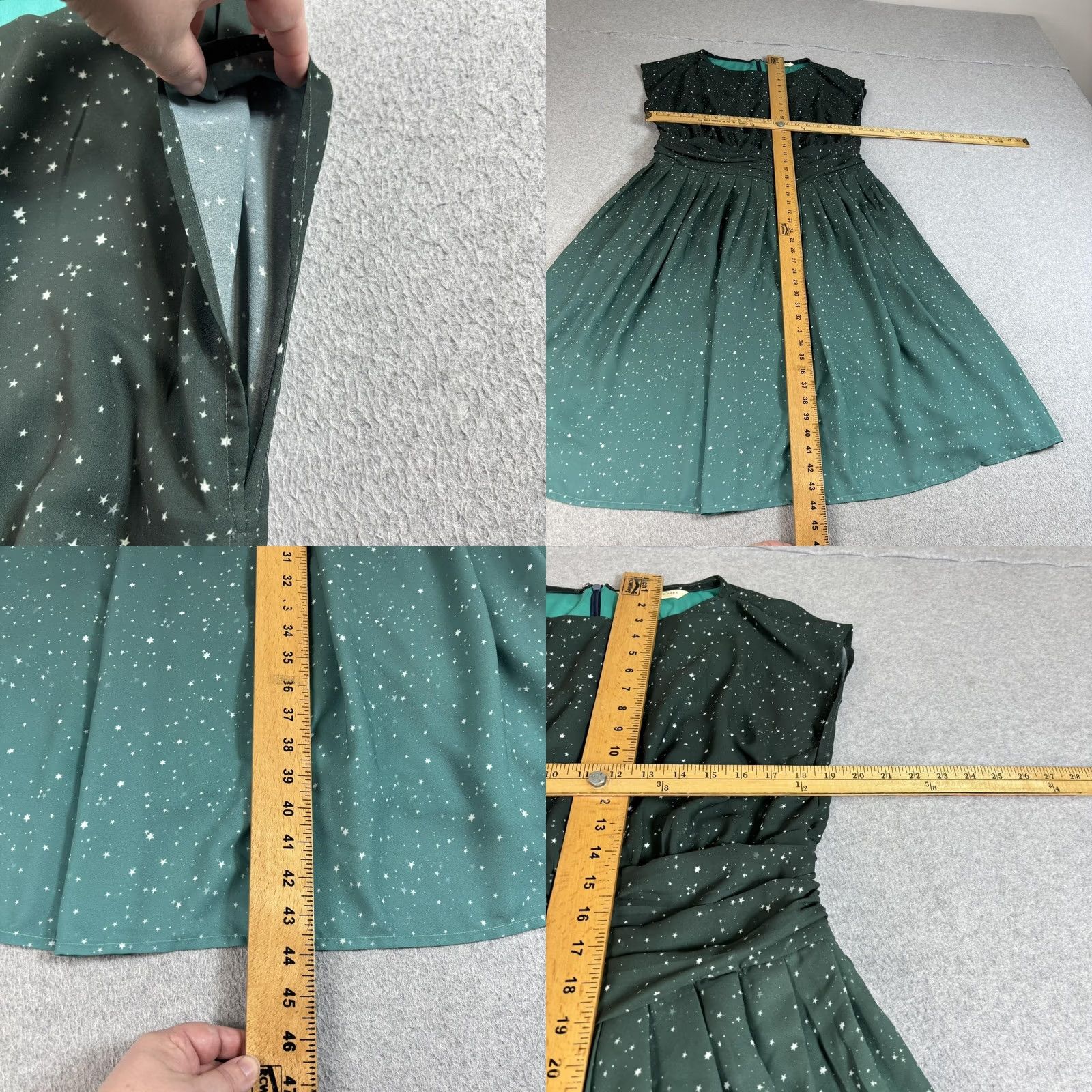 Vintage Wayward Fancies Dress Women XL Green Star Ombre Fit Flare Midi Pockets Celestial Size XXL / US 16-18 / IT 52-54 - 8 Thumbnail